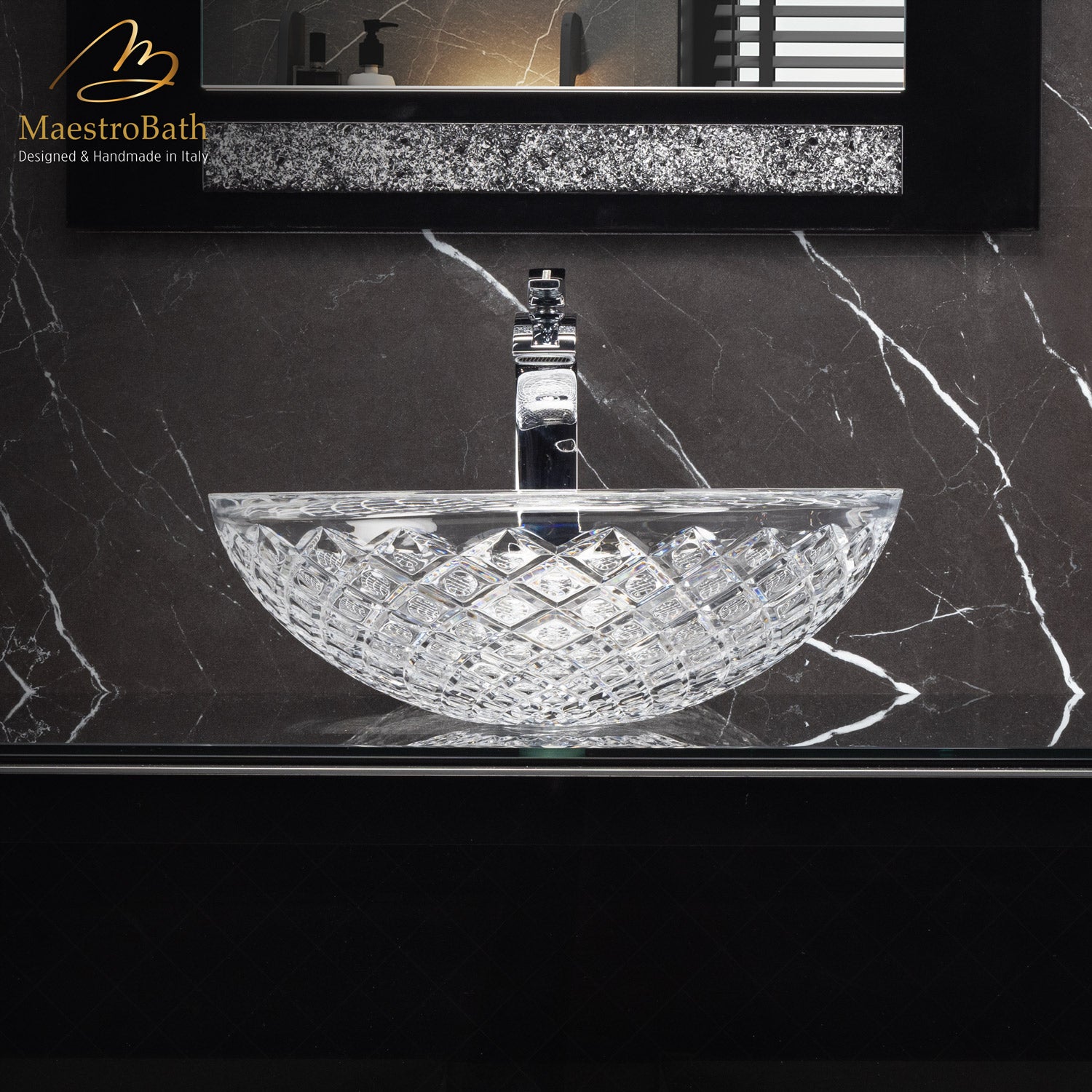 Crystal Drop Round Transparent Vessel Sink