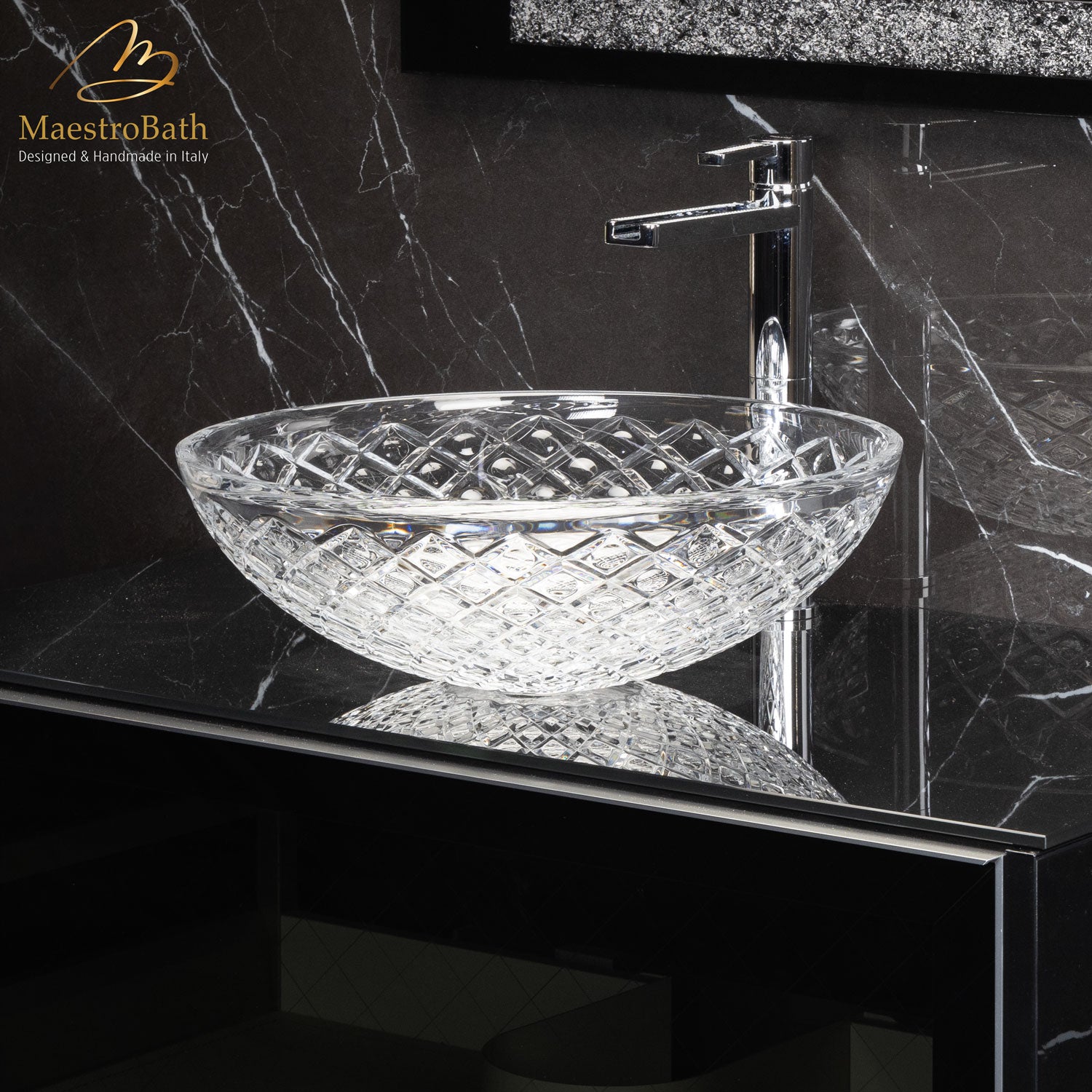Crystal Drop Round Transparent Vessel Sink