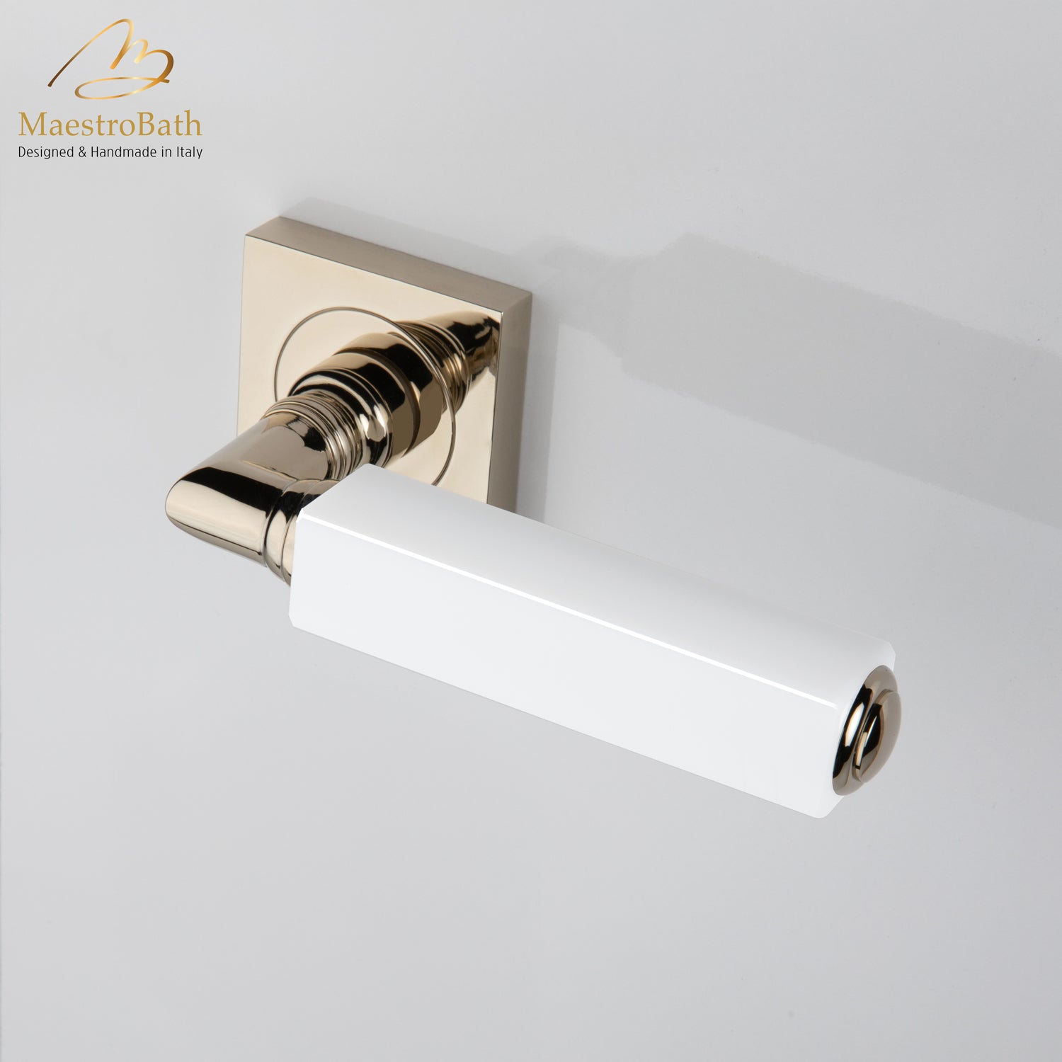 CUBO Crystal Door Handle | White/Champagne