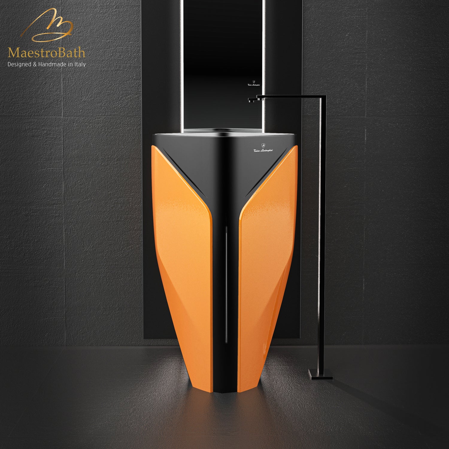 Iconico by Tonino Lamborghini Freestanding Sink #color_Orange and Black