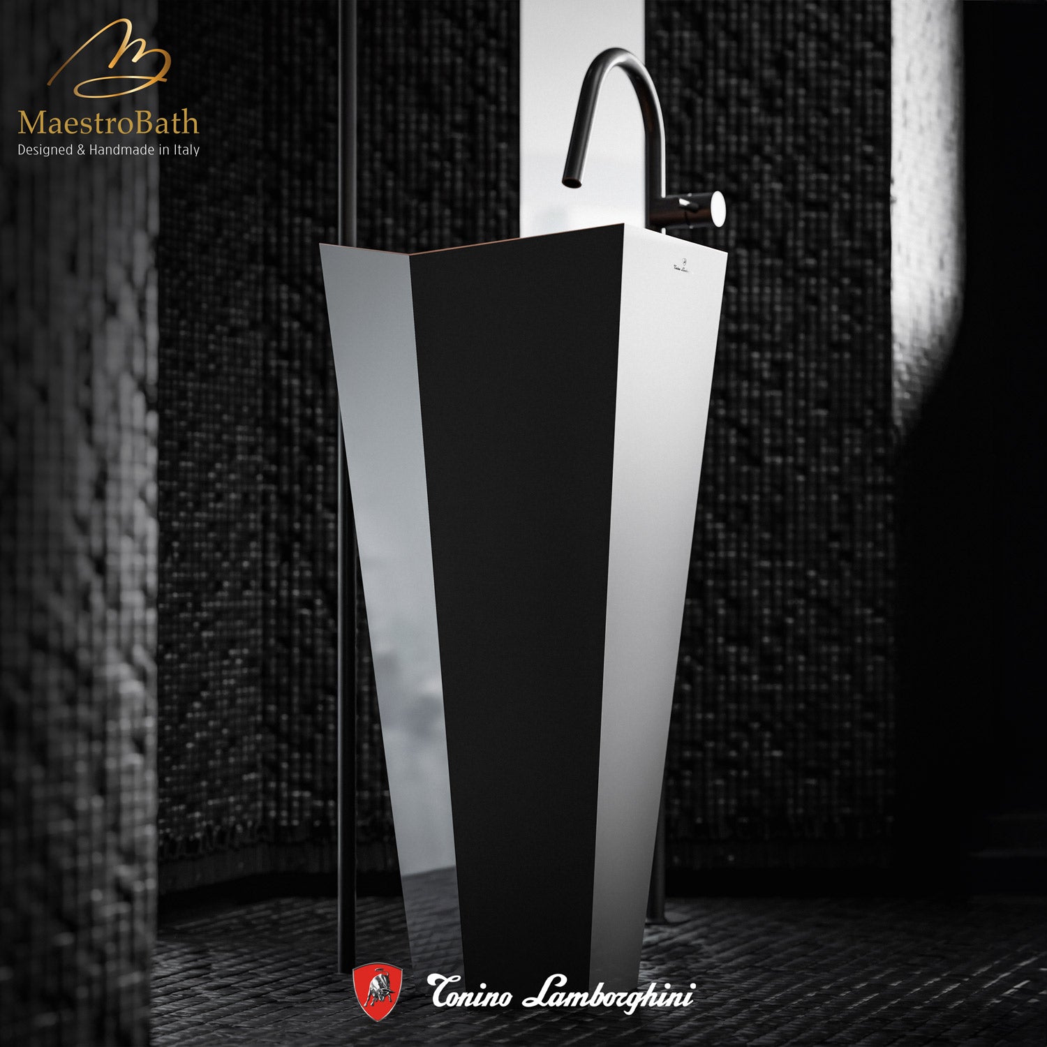 Vision by Tonino Lamborghini Freestanding Sink #color_black mat / rosa sahara