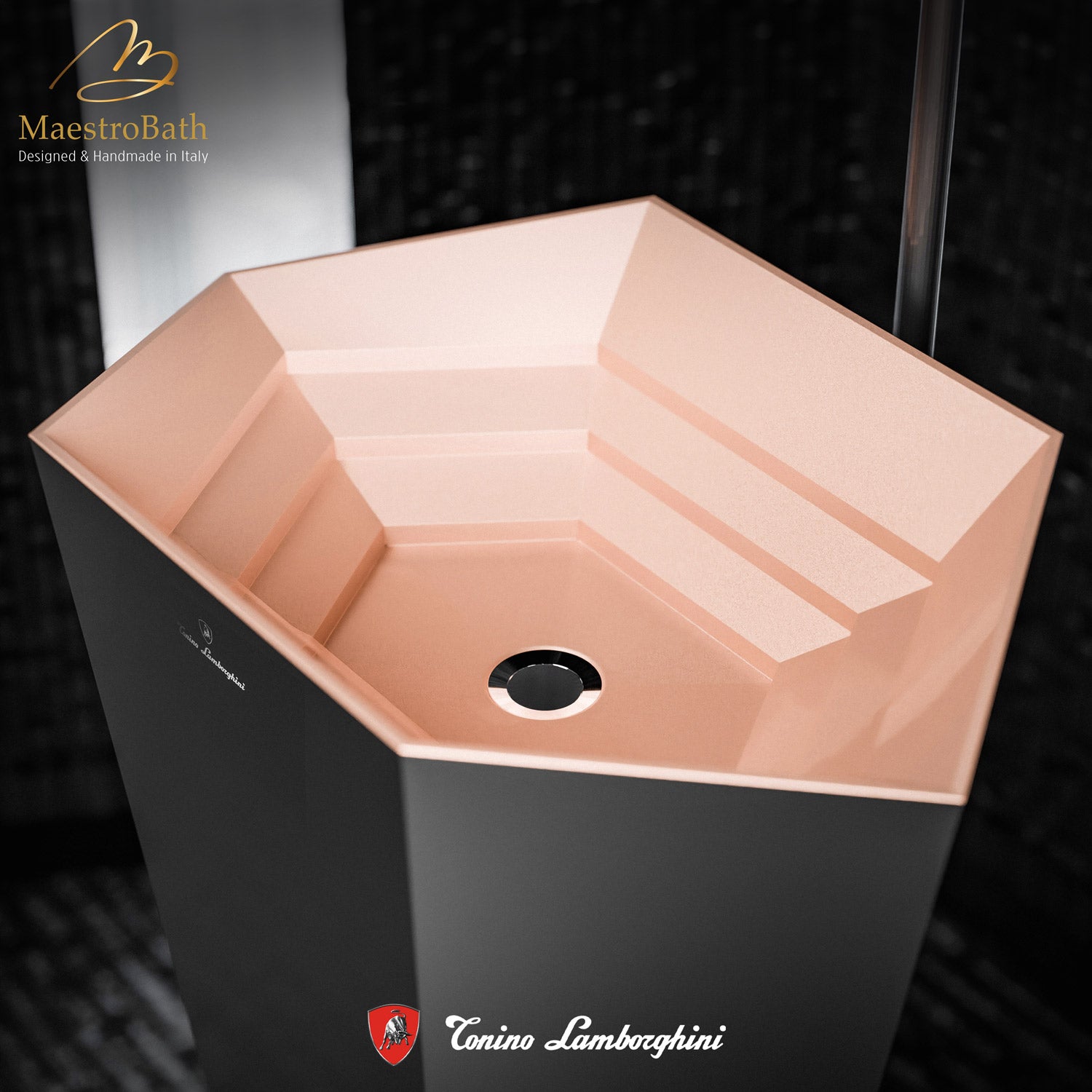 Vision by Tonino Lamborghini Freestanding Sink #color_black mat / rosa sahara