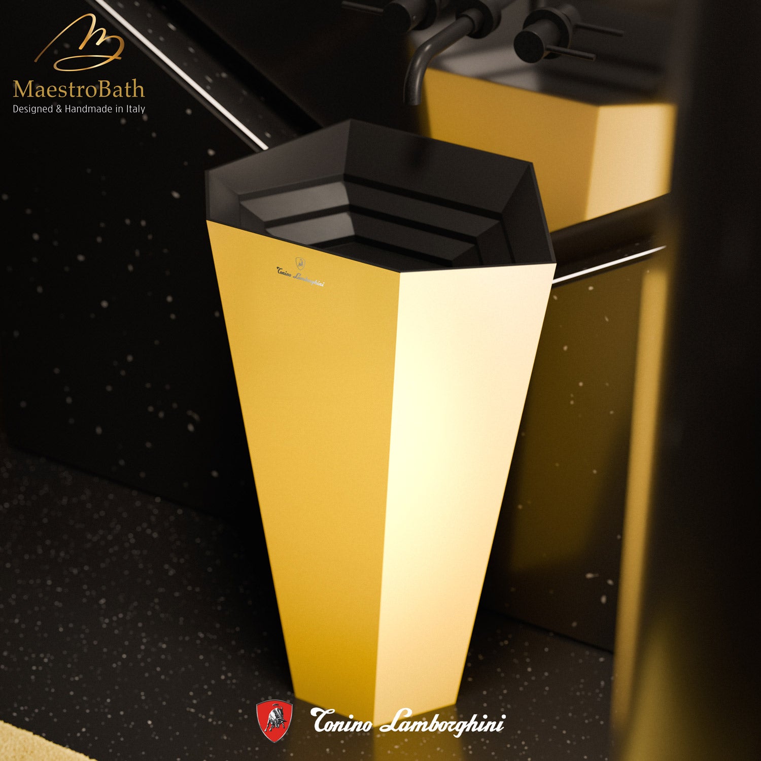 Vision by Tonino Lamborghini Freestanding Sink #color_giallo / black mat