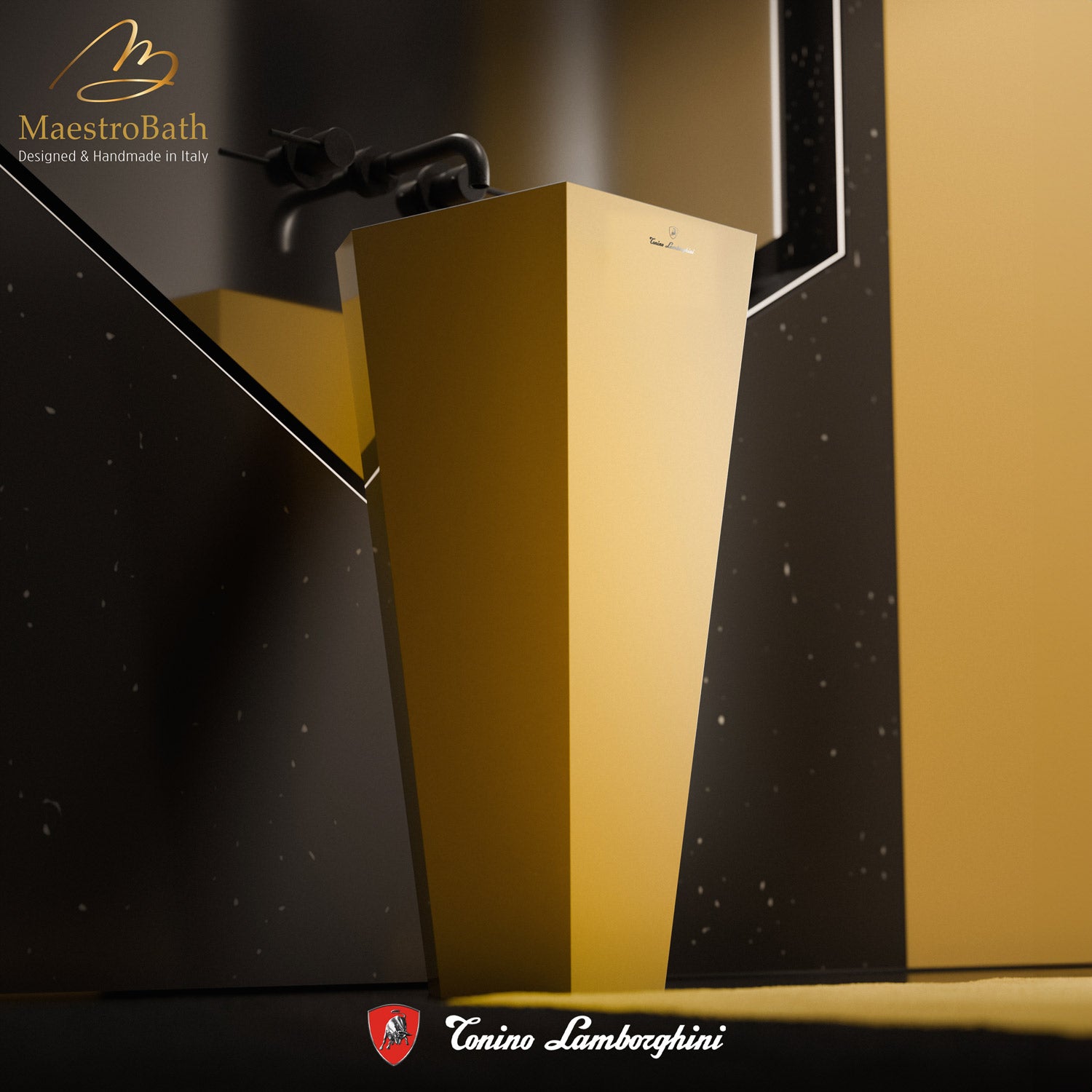 Vision by Tonino Lamborghini Freestanding Sink #color_giallo / black mat