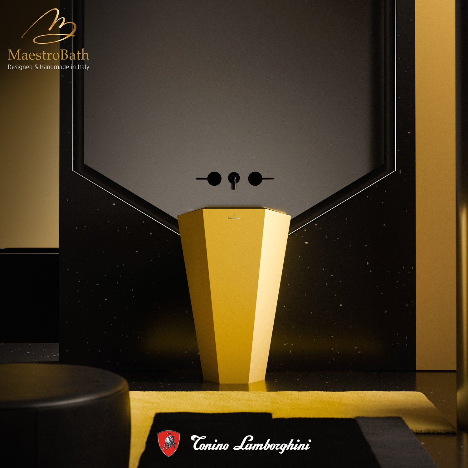 Vision by Tonino Lamborghini Freestanding Sink #color_giallo / black mat