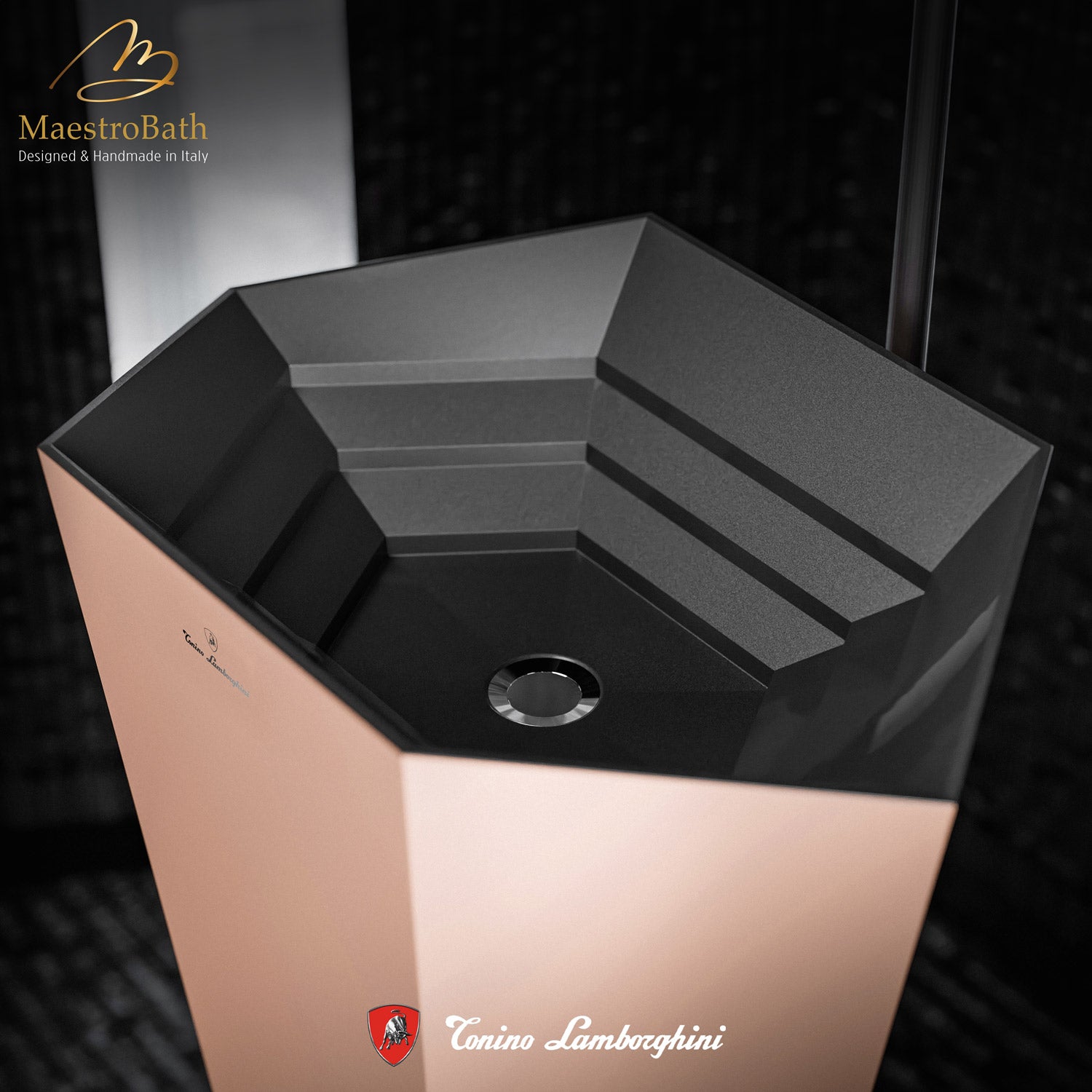 Vision by Tonino Lamborghini Freestanding Sink #color_rosa sahara / black mat