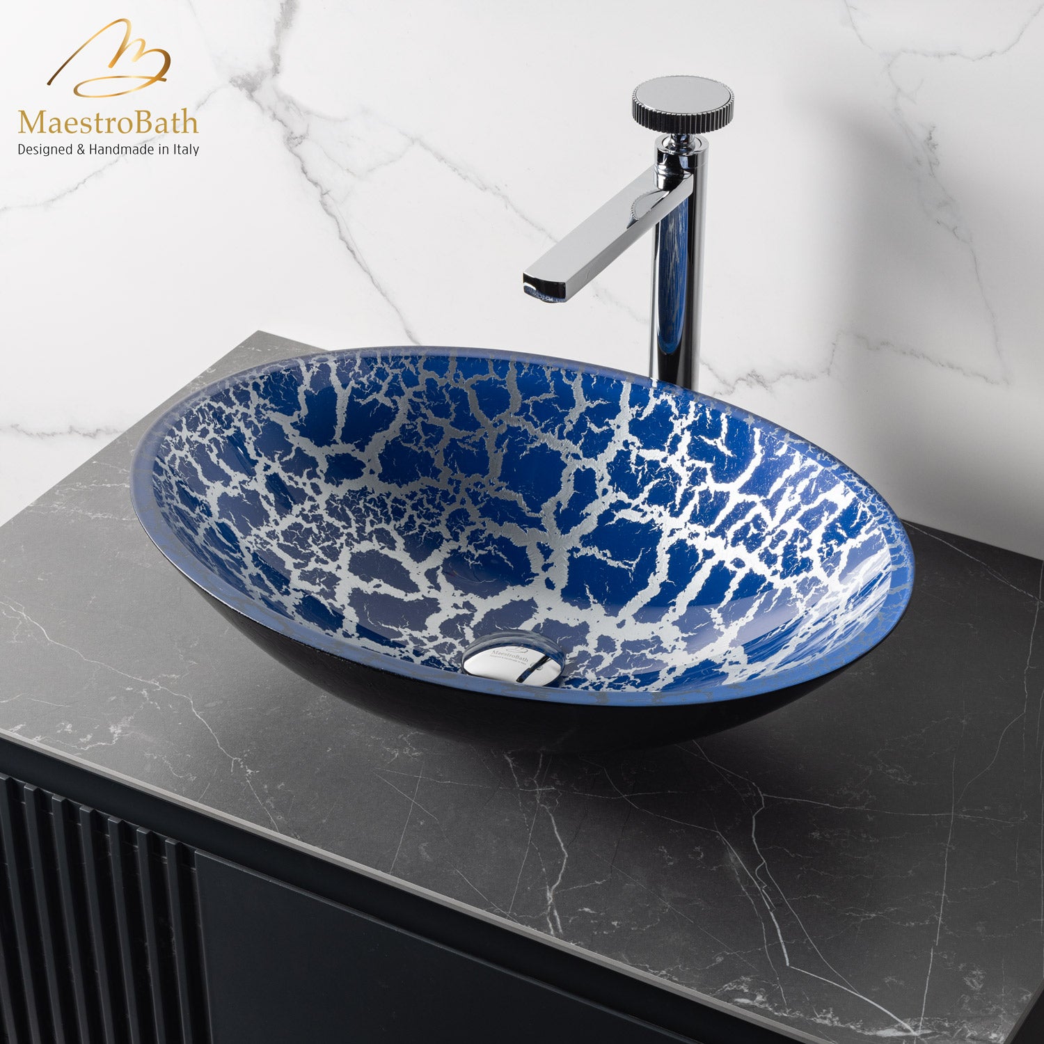 Leopardo Luxury Oval Vessel Sink #color_Blue and Silver