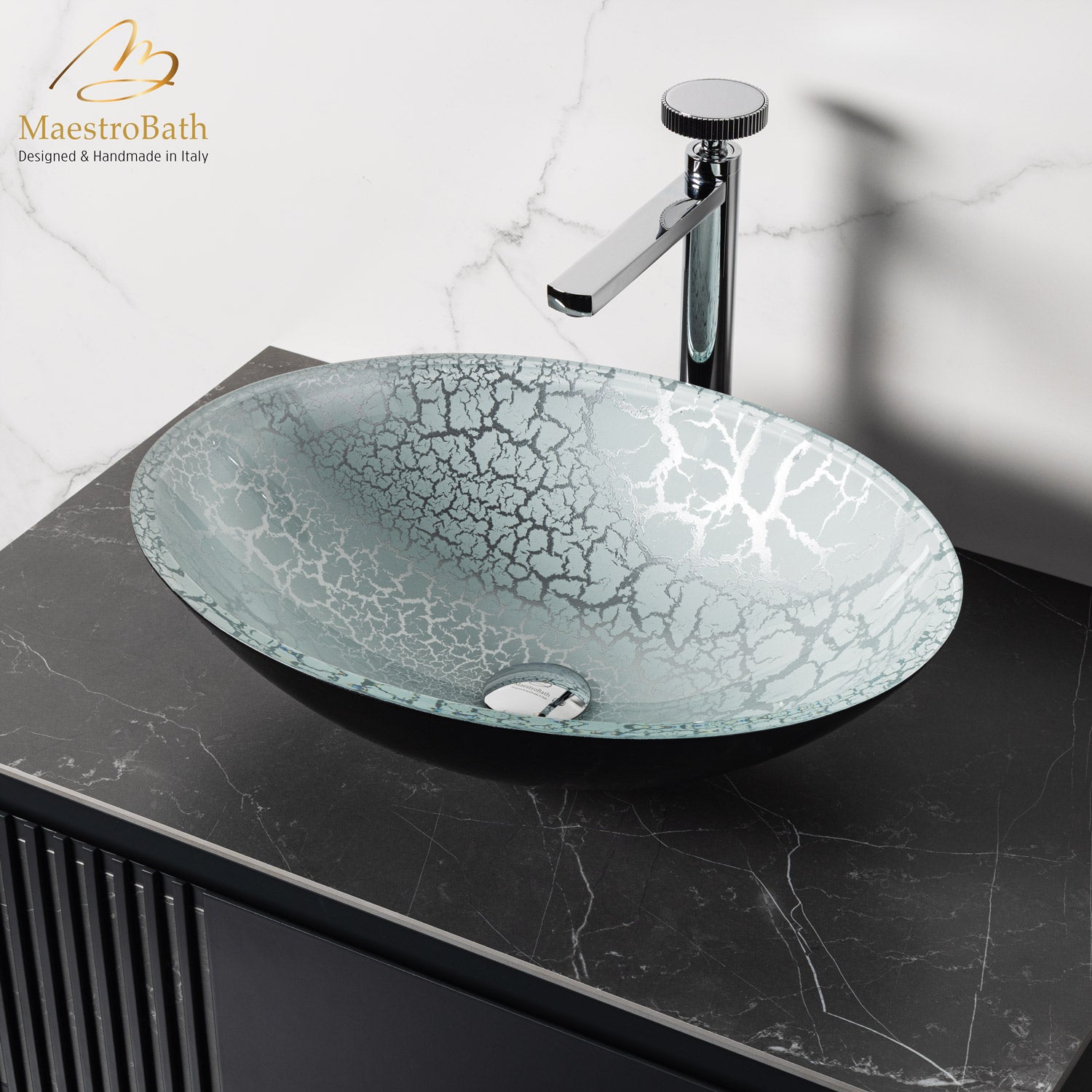 Leopardo Luxury Oval Vessel Sink #color_white and silver