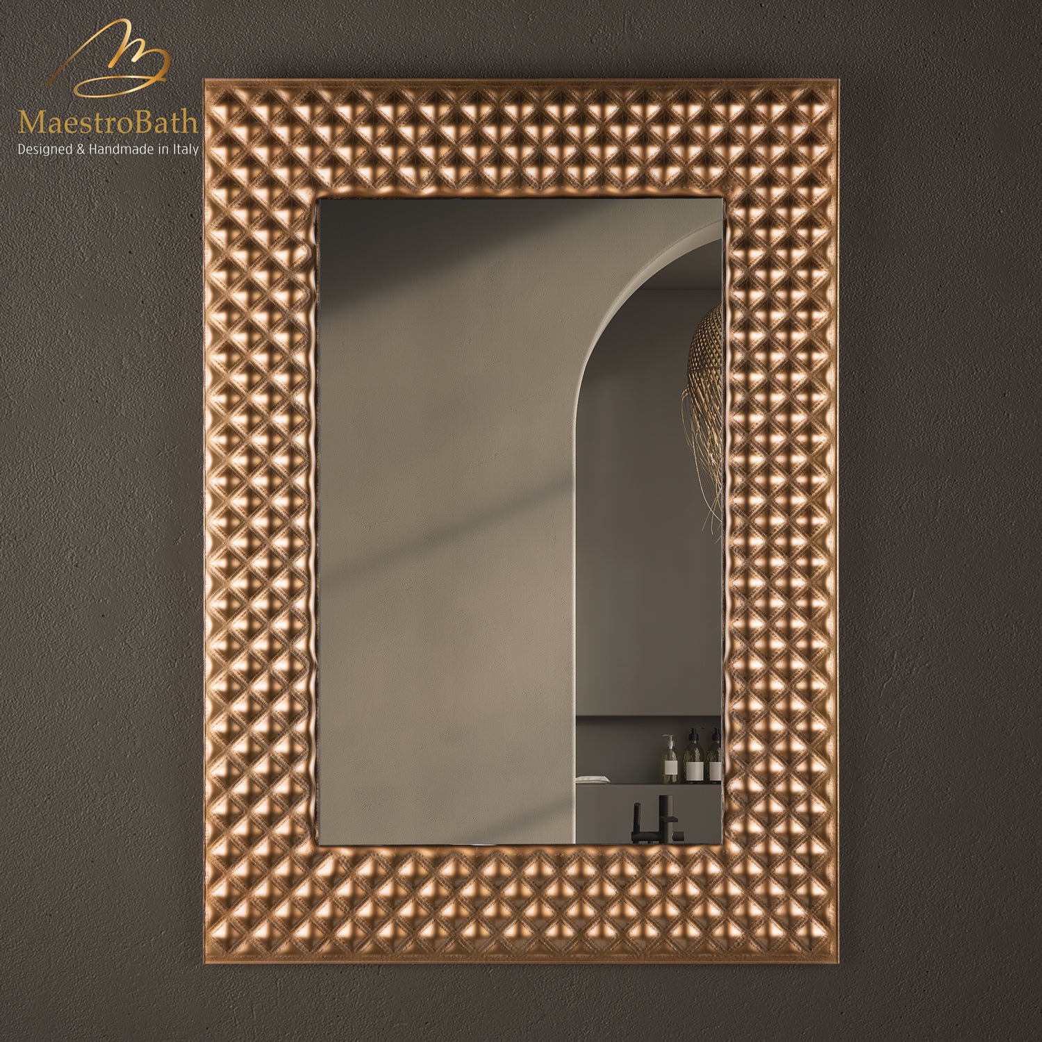 Domaro Luxury Crystal Single Vanity Mirror | Copper