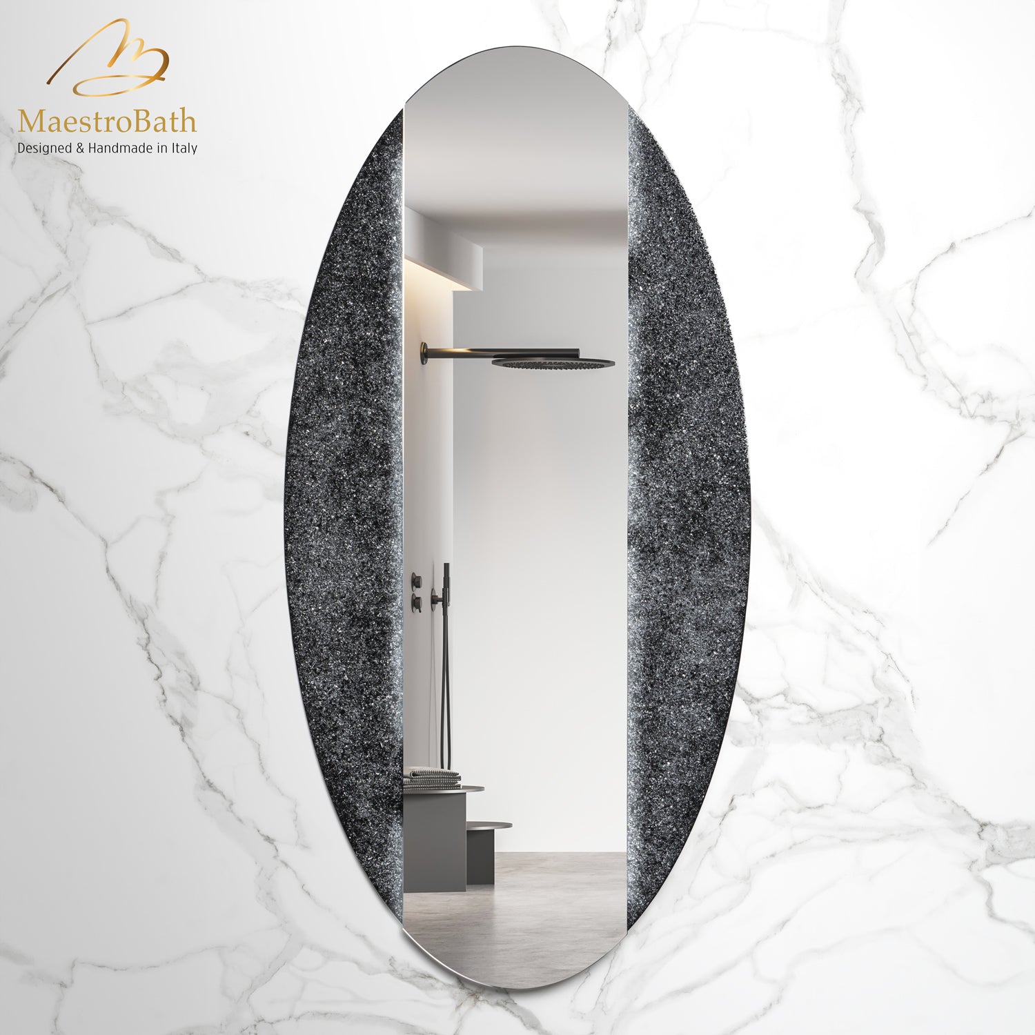 Ellipse Luxury LED Backlit Mirror | Black #color_black