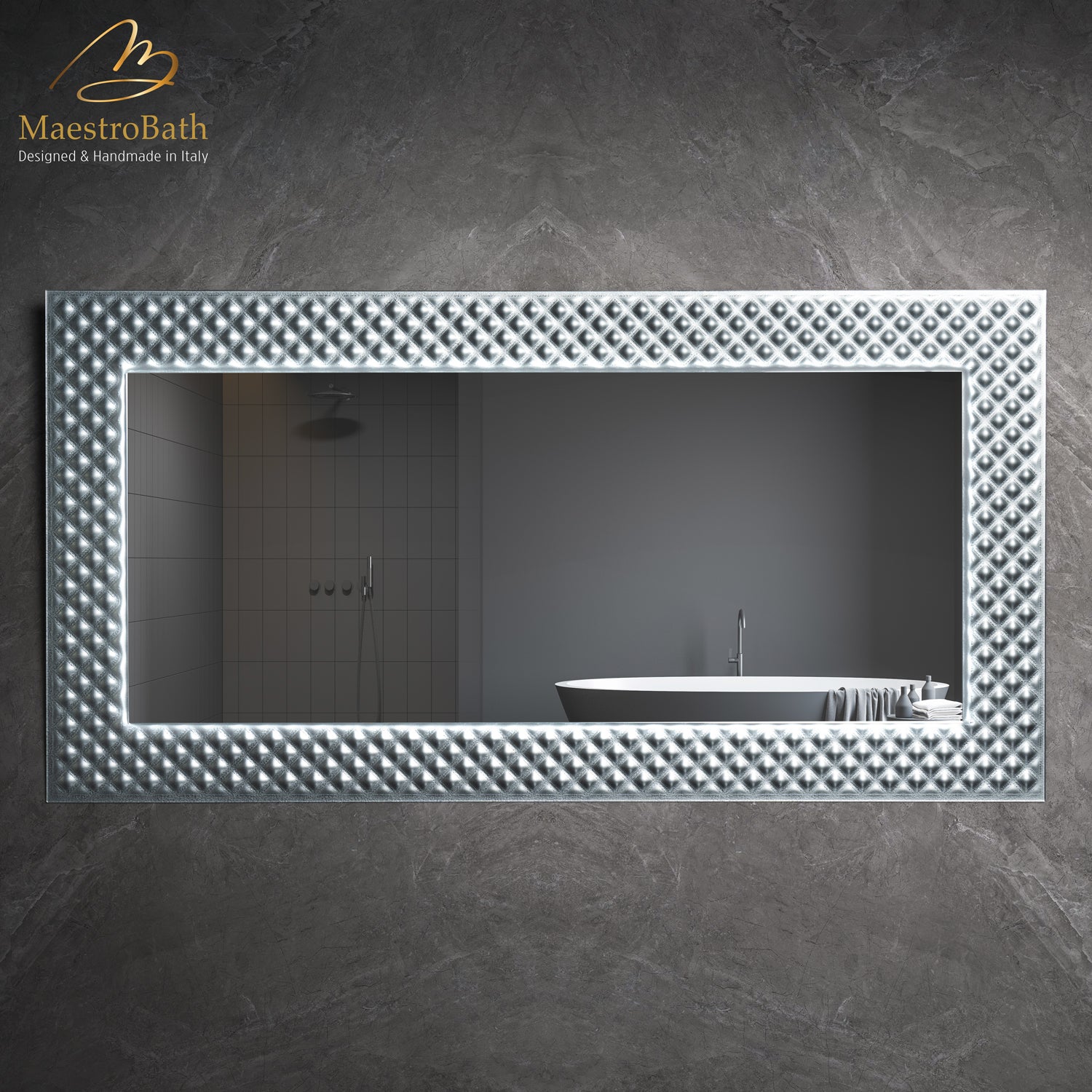 Lucent Luxury Crystal Double Vanity Mirror | Aluminum Silver #color_aluminum Silver