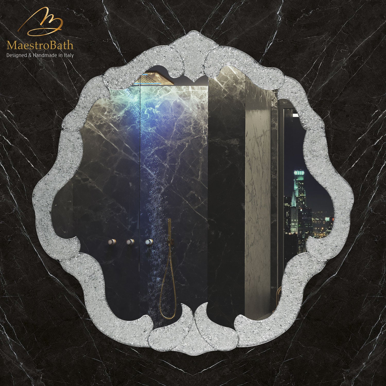 Onax Glass Handmade Luxury Console Mirror | White #color_white