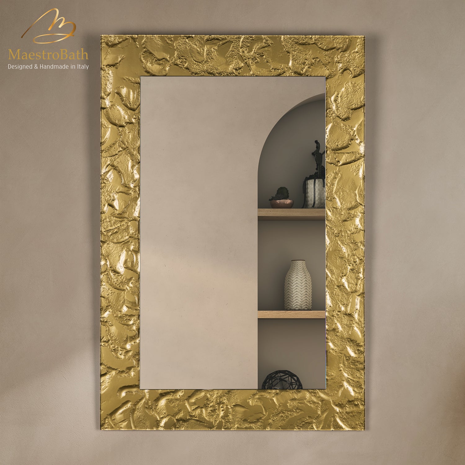 Artoro Luxury Crystal Single Vanity Mirror | Gold