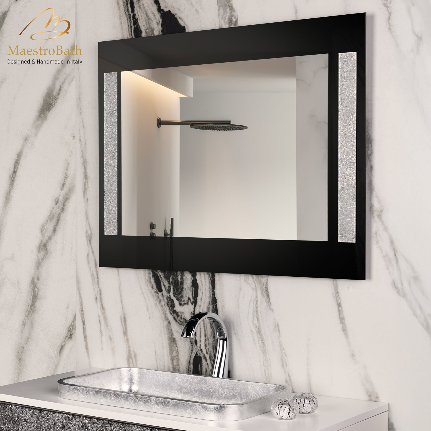 Princess Luxury Crystal Single Vanity Mirror | Vetro Grey and Silver