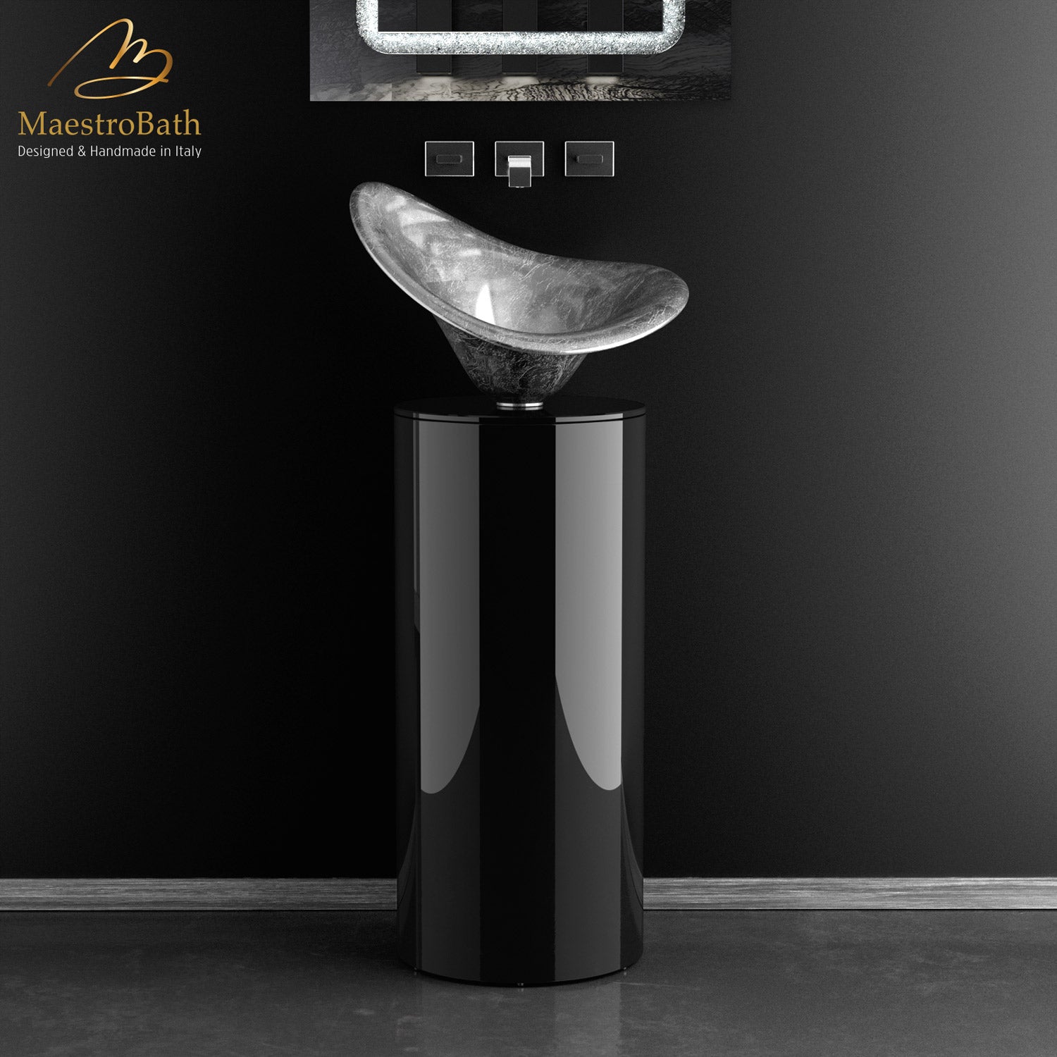 Calla Lilly Silver Leaf Ultra Modern Bathroom Sink #color_silver leaf