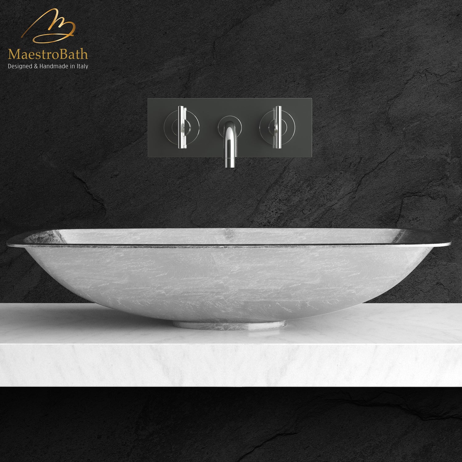Pert Open Drop-In Bath Sink | Silver Leaf #color_silver leaf