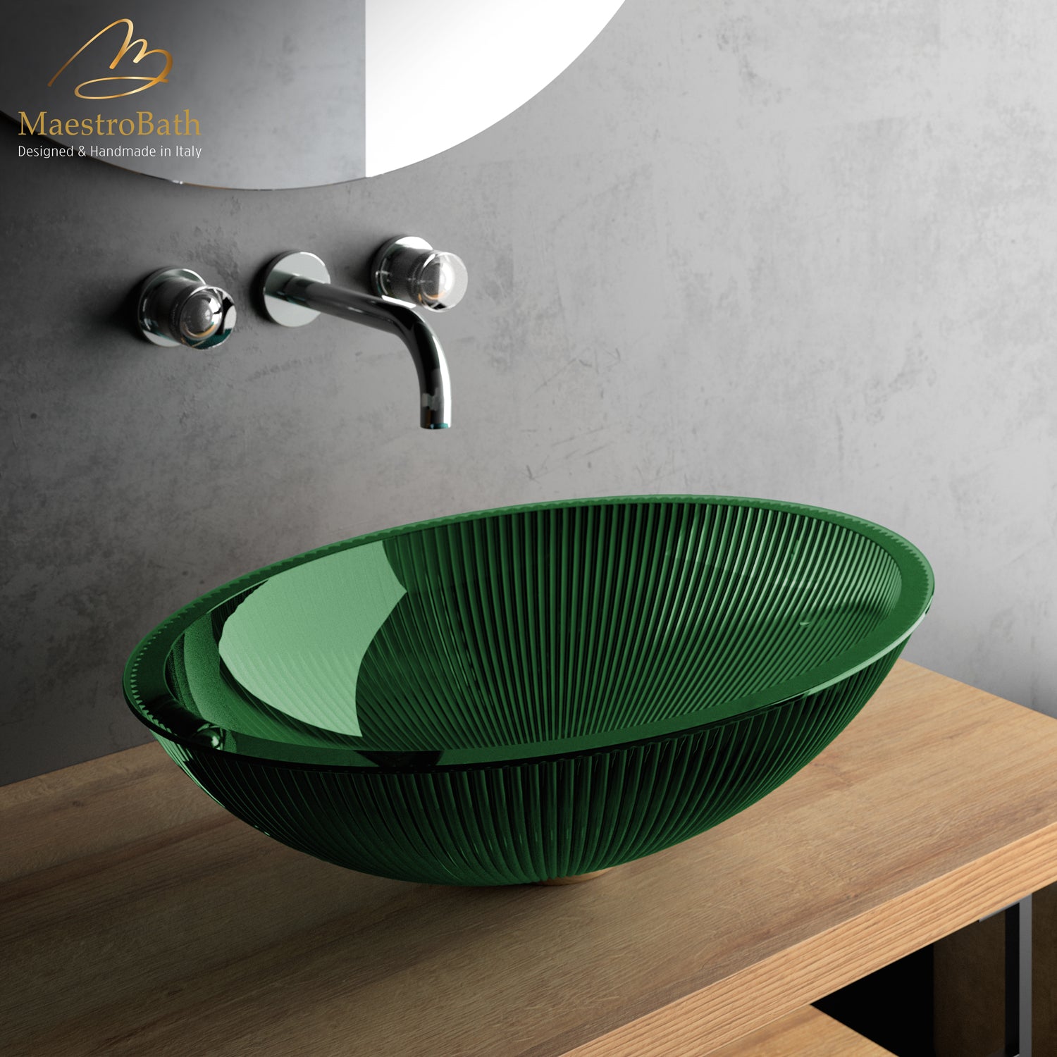 Plisse Luxury Oval Vessel Sink #color_green