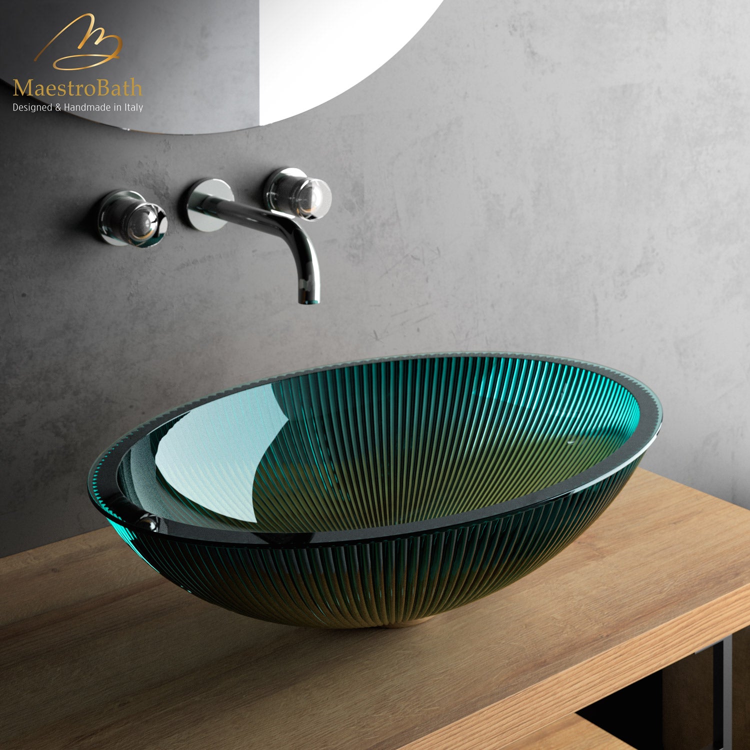 Plisse Luxury Oval Vessel Sink #color_teal