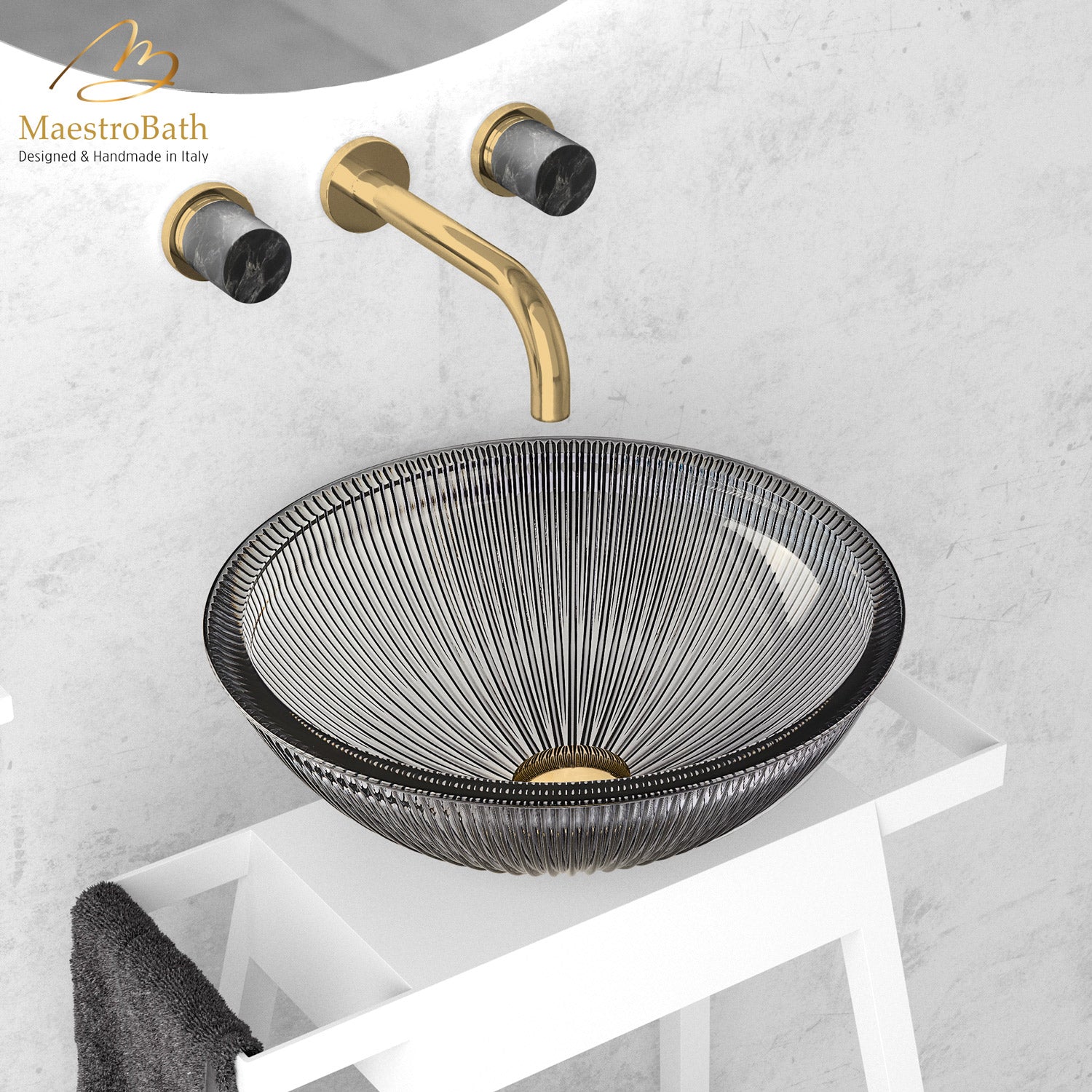 Plisse Luxury Round Vessel Sink #color_black