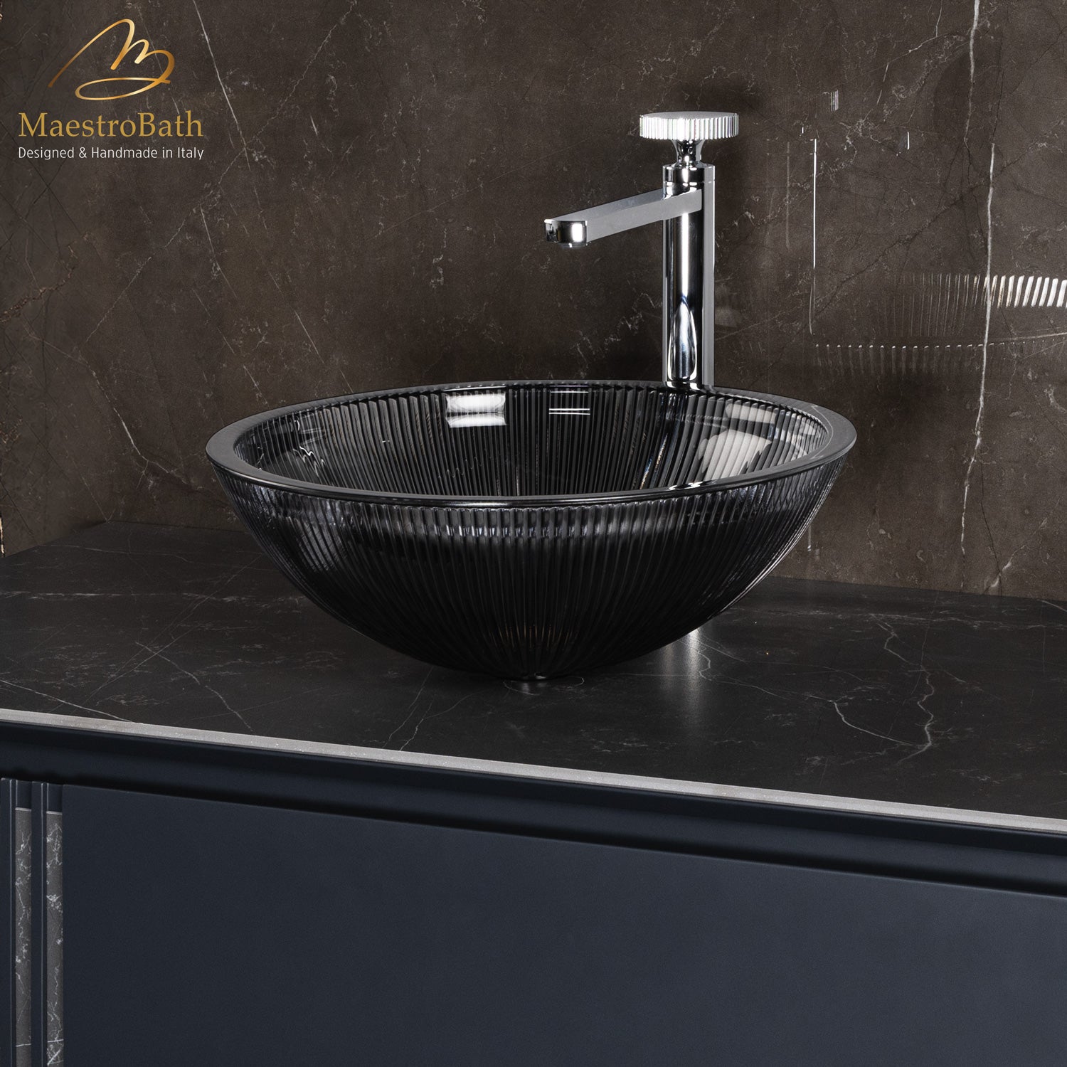 Plisse Luxury Round Vessel Sink #color_black