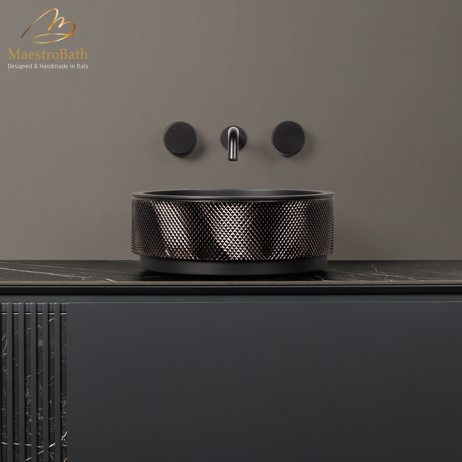 Cactus Bathroom Vessel Sink | Black and Bronze #color_black and bronze