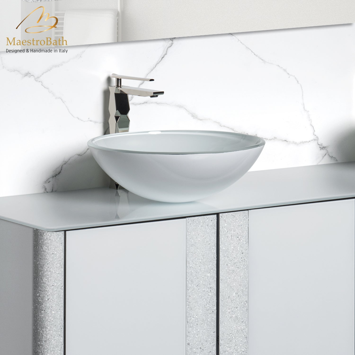 Luxury Round Crystal Vessel Sink #color_white