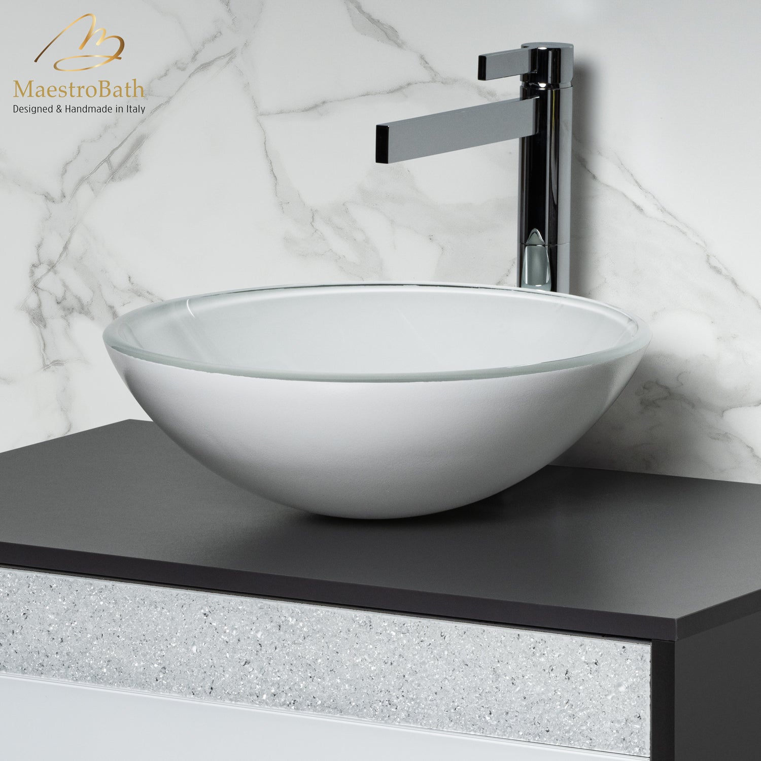 Luxury Round Crystal Vessel Sink #color_white