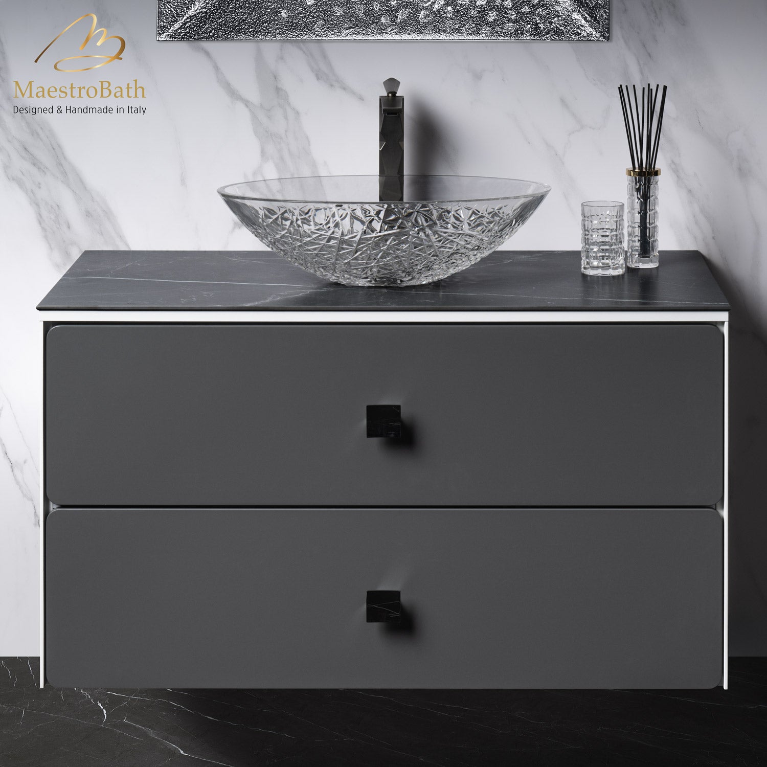 Modern Bathroom Vanity | White and Silver #Size_40"