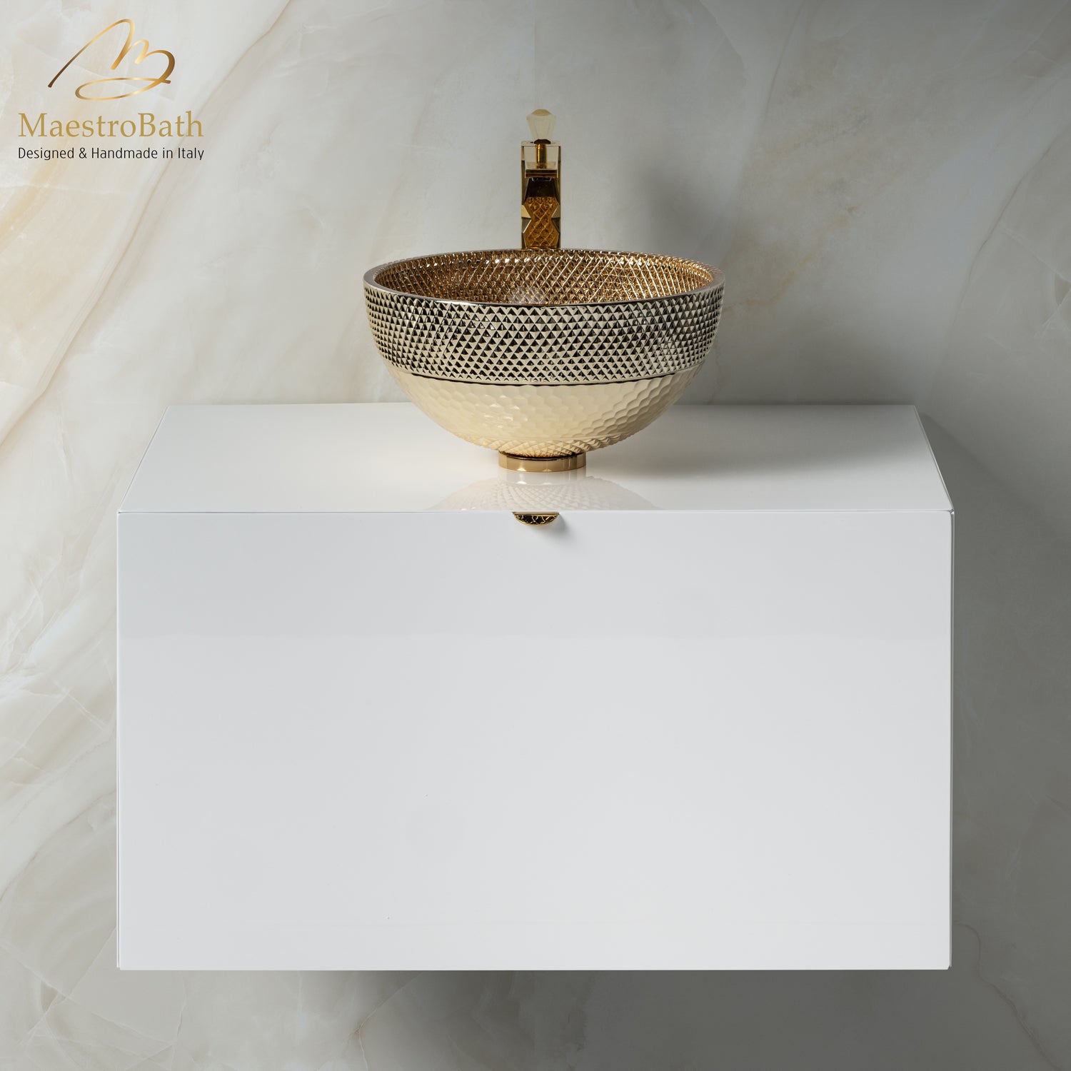 Dora White Lacquered Bathroom Vanity 30 Inch #color_white and gold