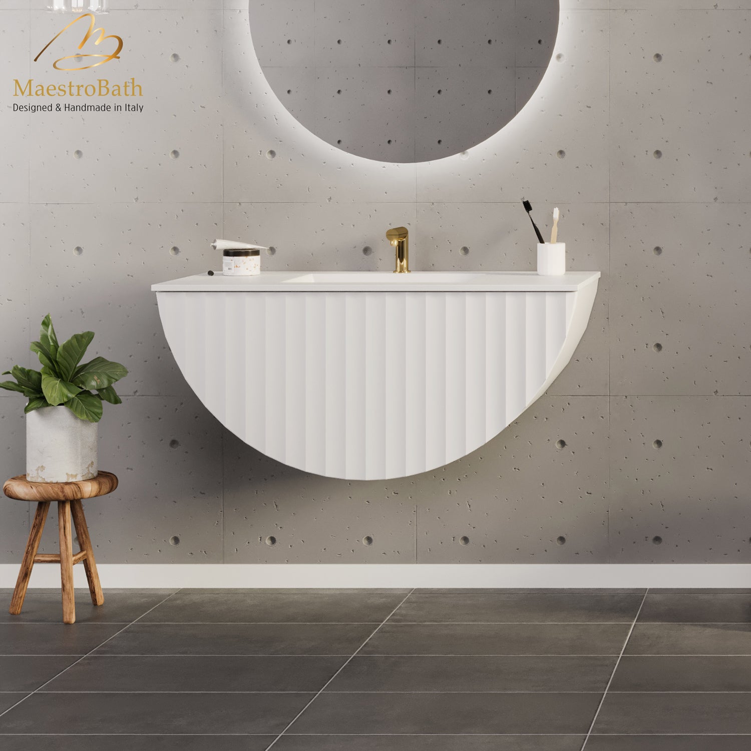 Caps Modern Bathroom Vanity | White #color_white