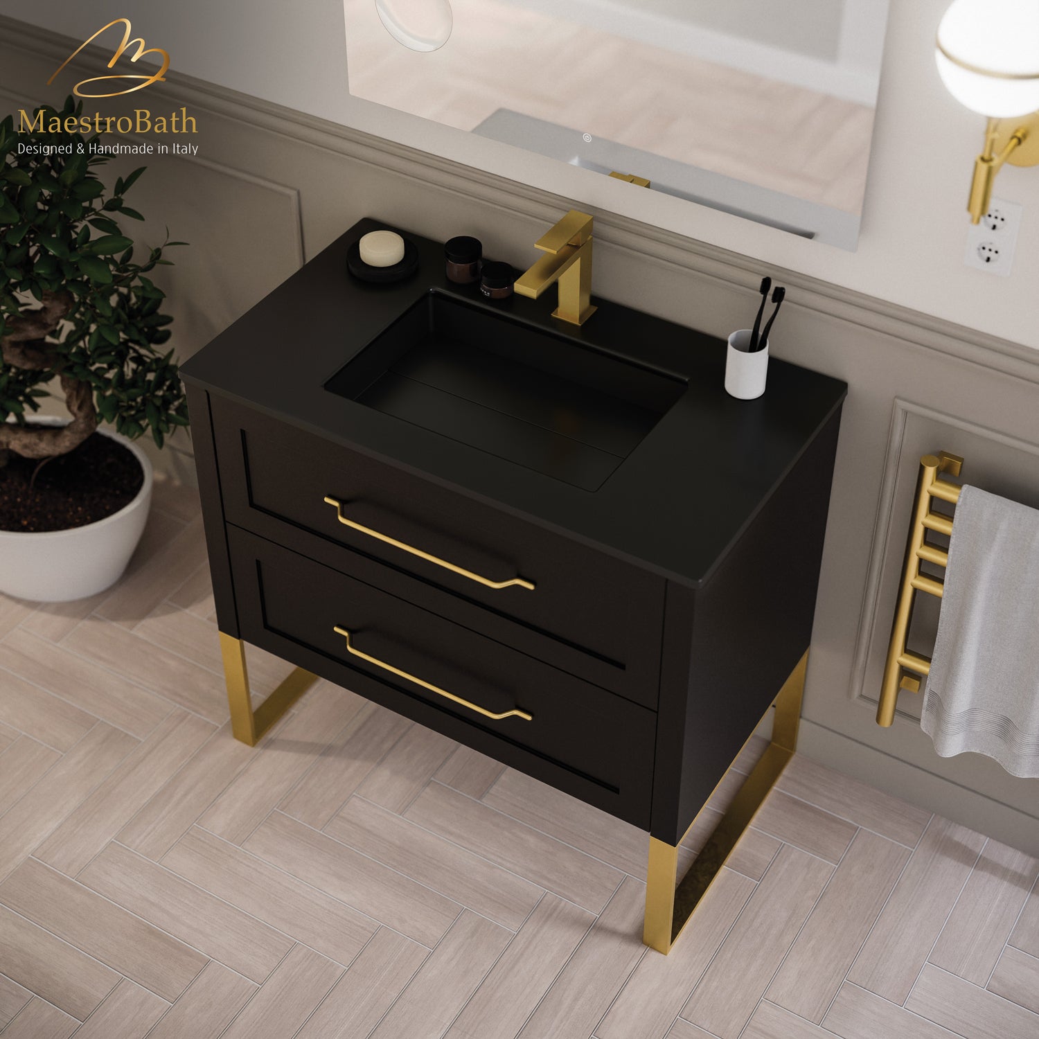 Antico 80 Bathroom Vanity | Black #color_black