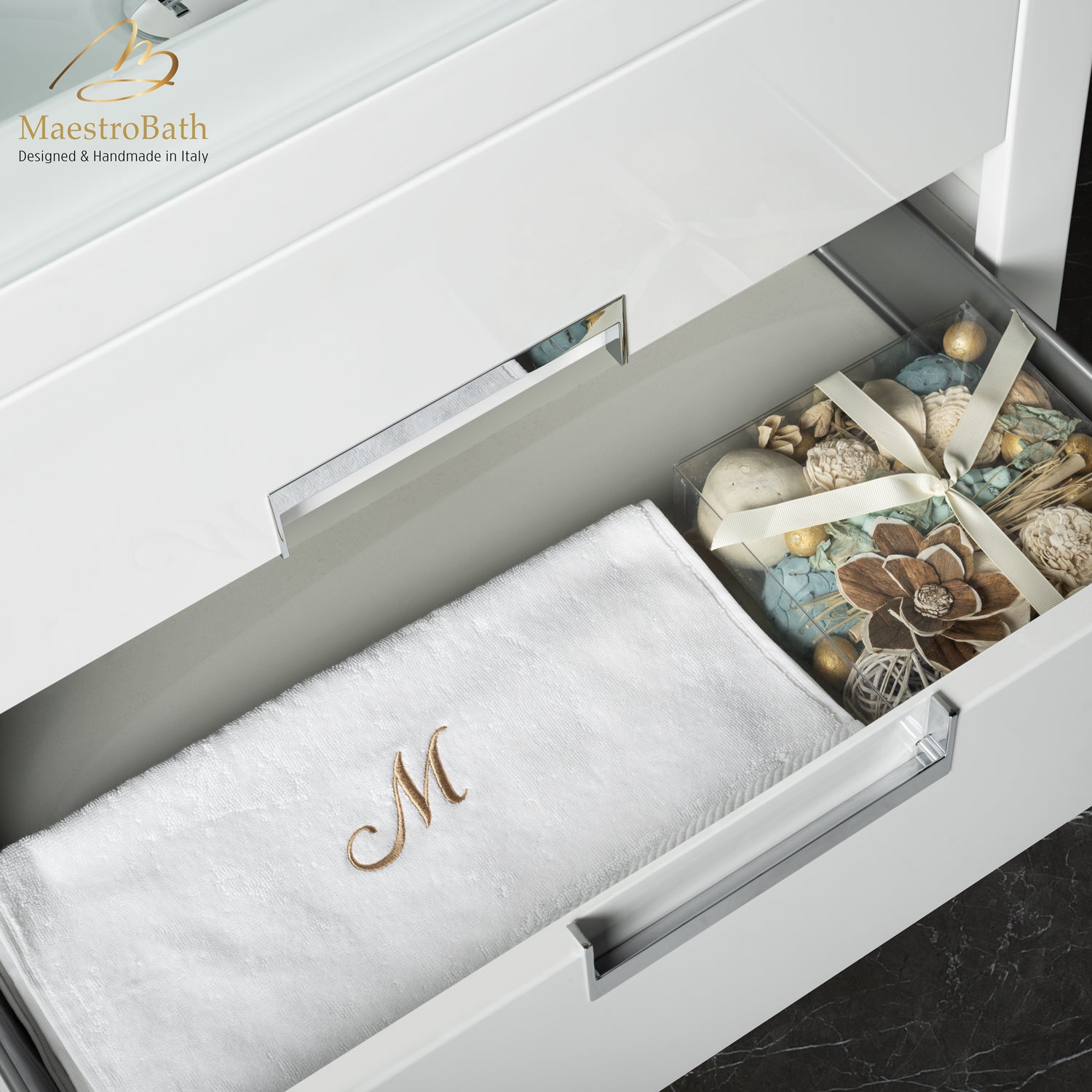 Danya White and Silver Leather Modern Bathroom Vanity 32 Inch #Size_32"