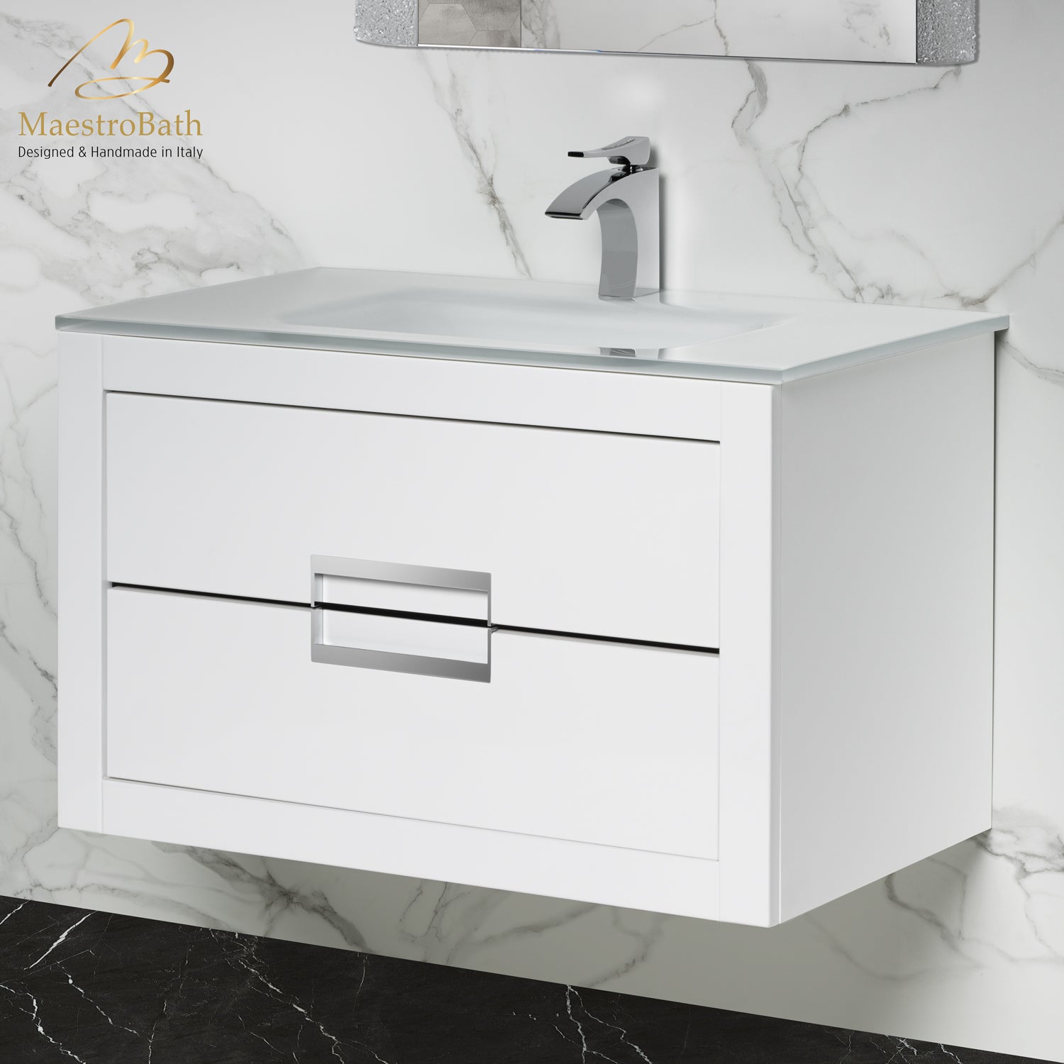 Danya White and Silver Leather Modern Bathroom Vanity 32 Inch #Size_32"
