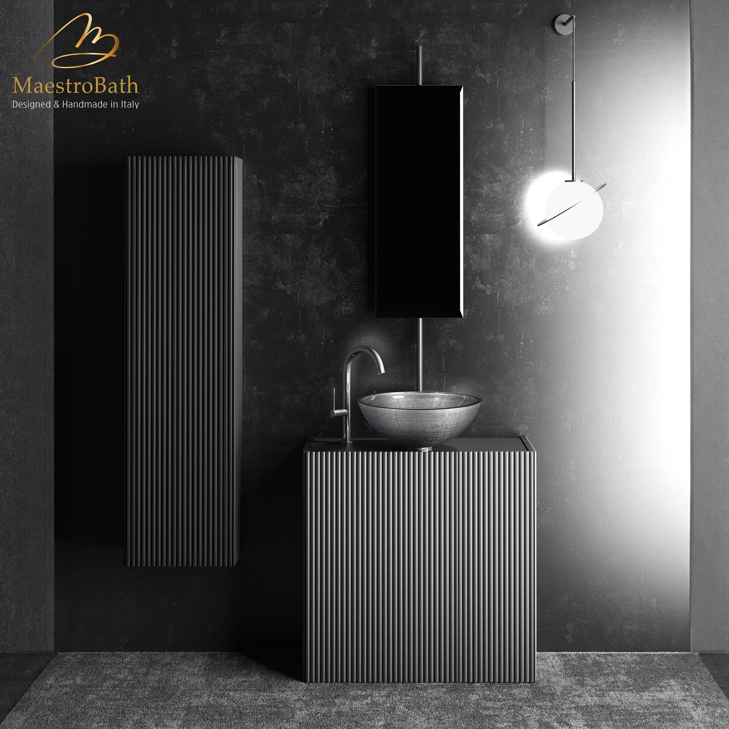 Gloria Luxury Bathroom Vanity & Integrated Mirror | Black #color_black