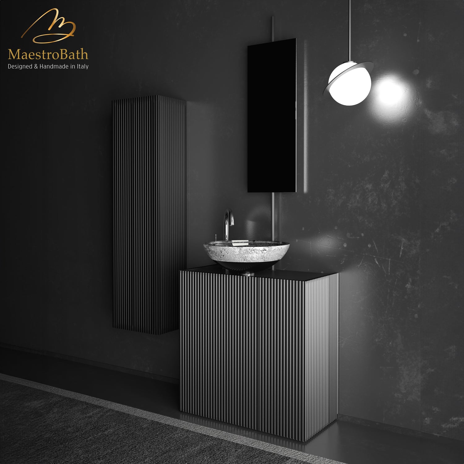 Gloria Luxury Bathroom Vanity & Integrated Mirror | Black #color_black