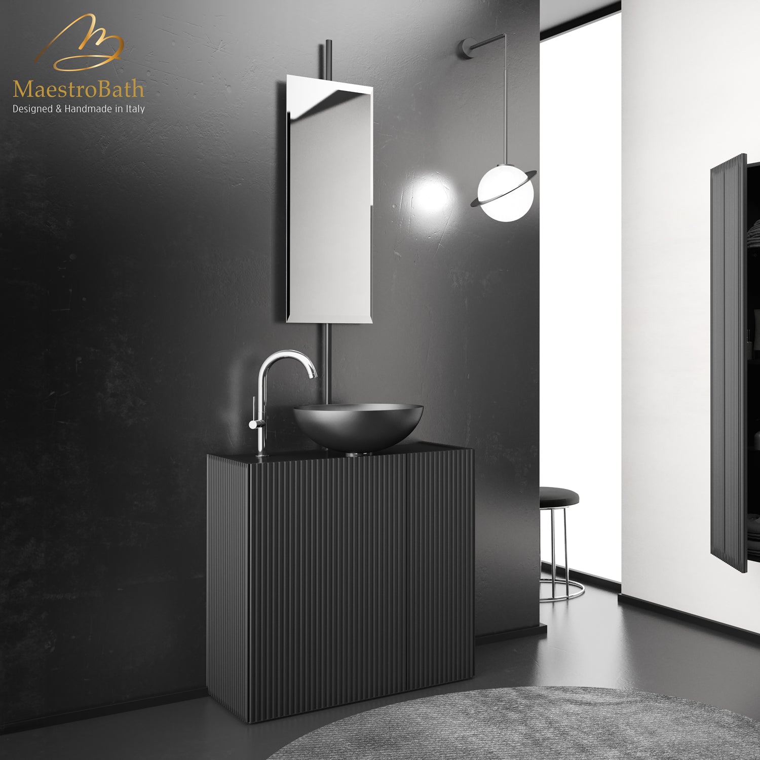 Gloria Luxury Bathroom Vanity & Integrated Mirror | Black #color_black