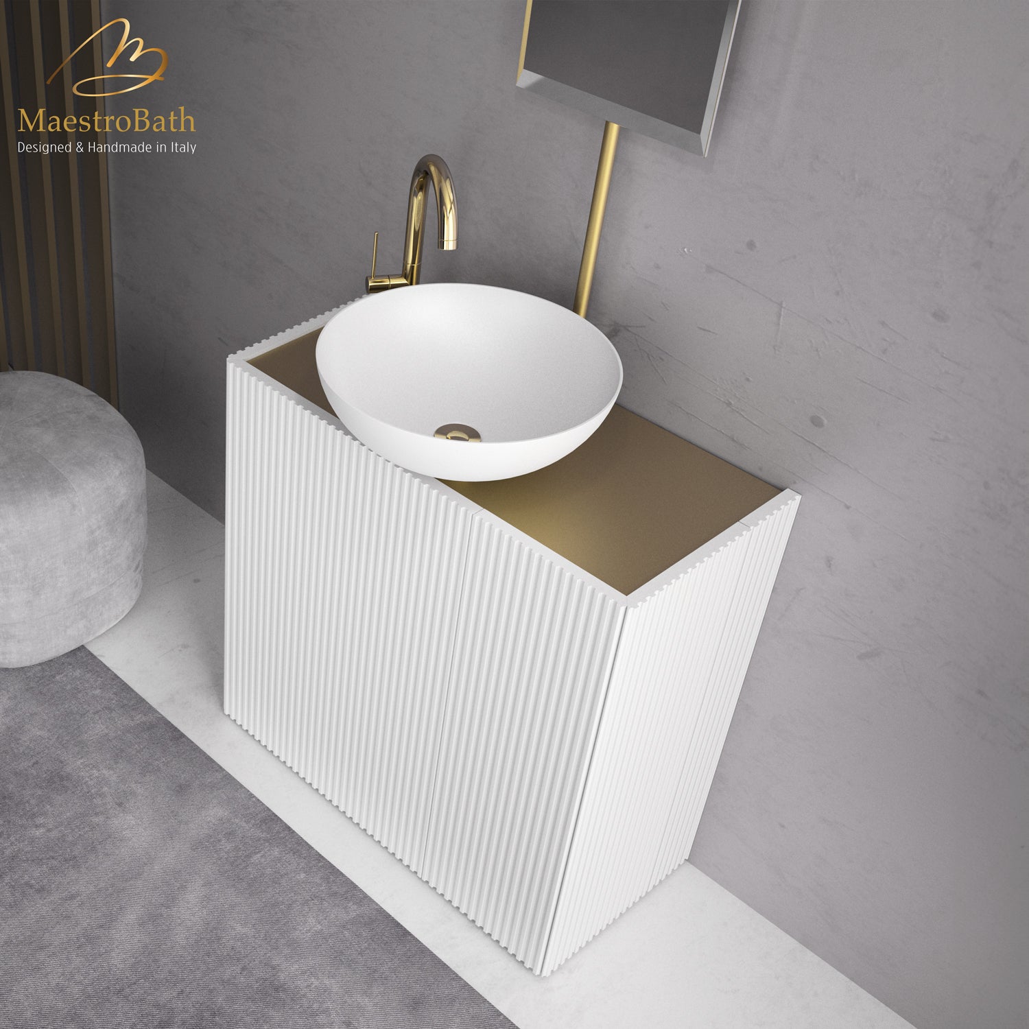 Gloria Luxury Bathroom Vanity & Integrated Mirror | White and Gold #color_white and gold