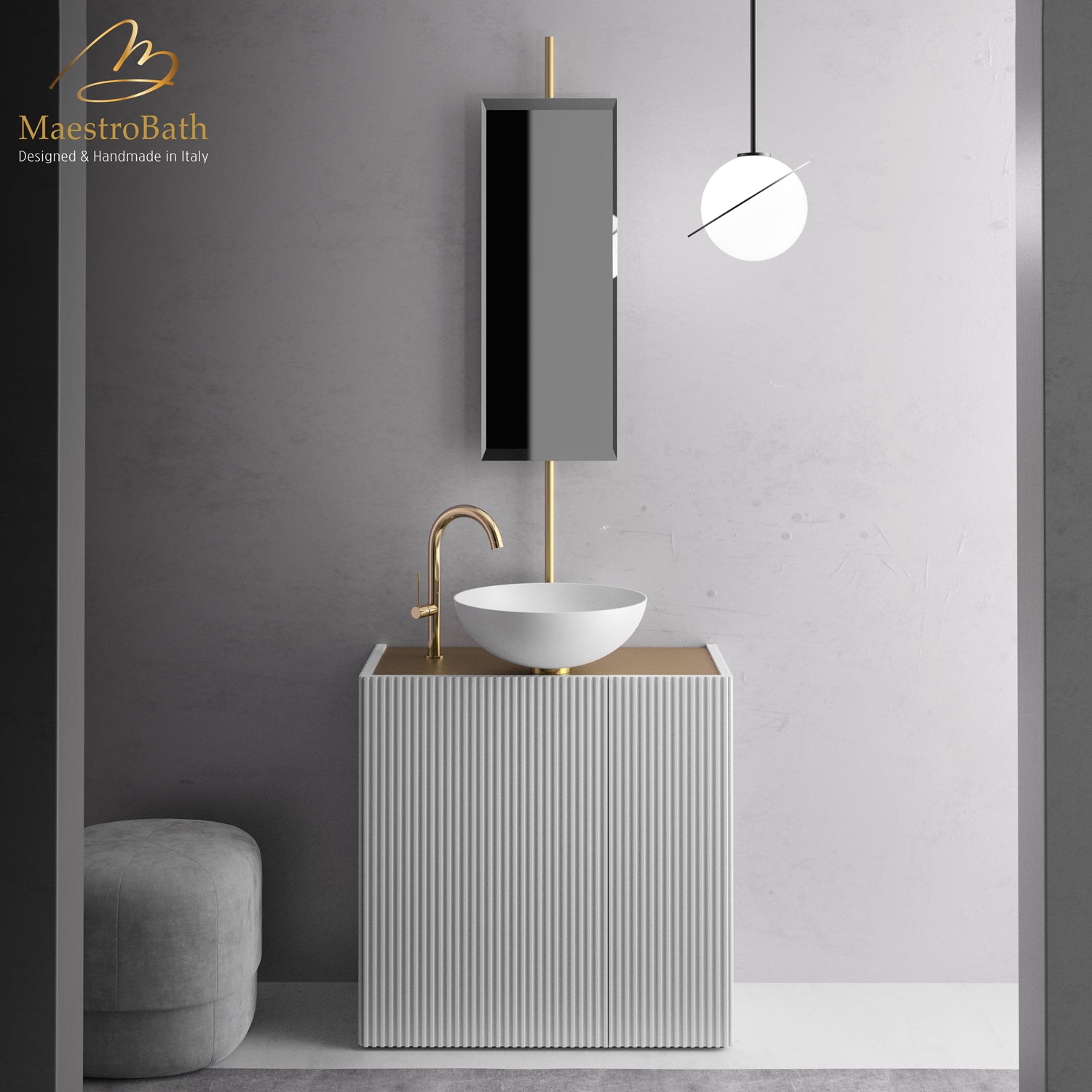 Gloria Luxury Bathroom Vanity & Integrated Mirror | White and Gold #color_white and gold