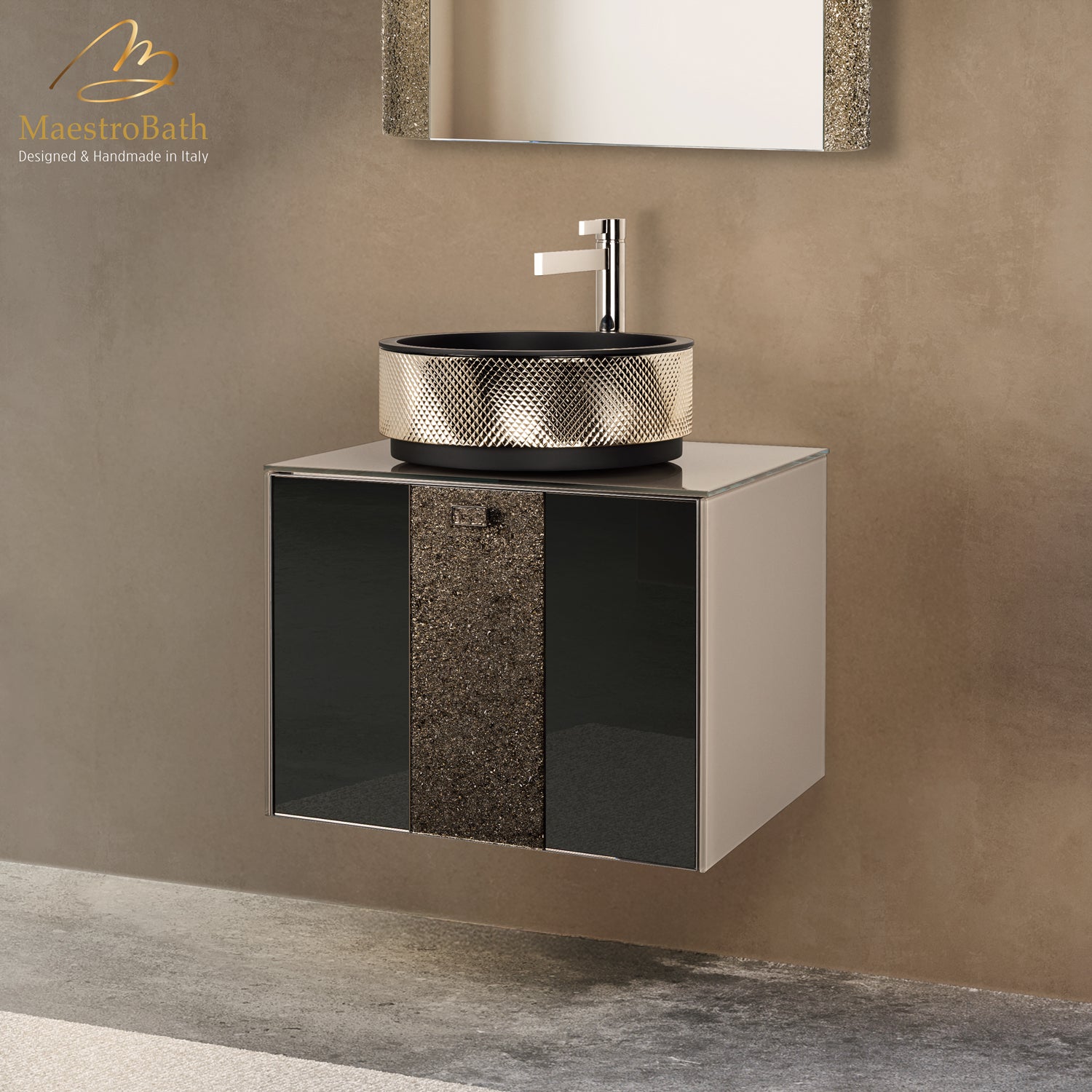Luxury 24" Crystal Glass Wallmount Bathroom Vanity | Bronze #Size_24"