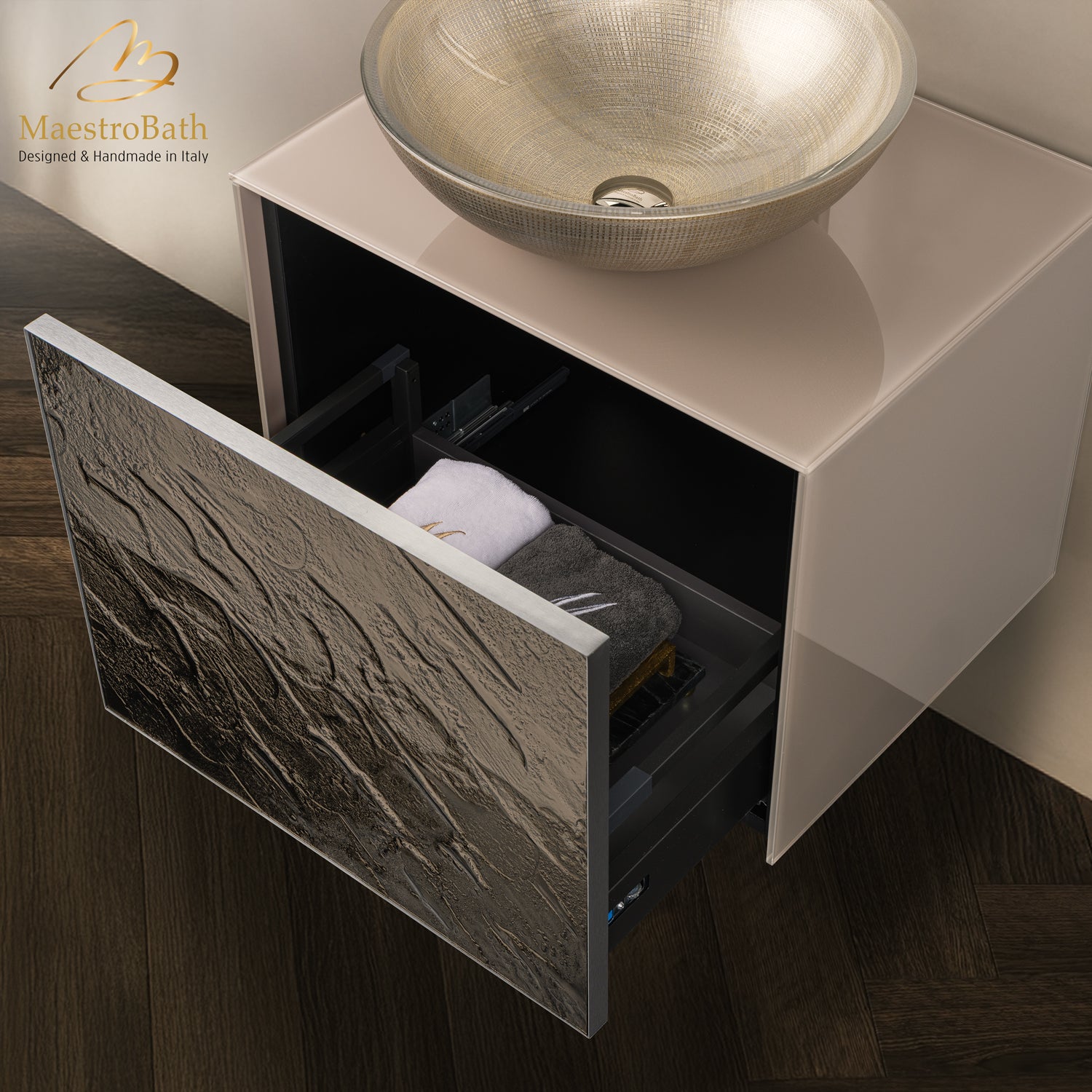 Luxury 24" Murano Crystal Wallmount Bathroom Vanity | Bronze #Size_24"