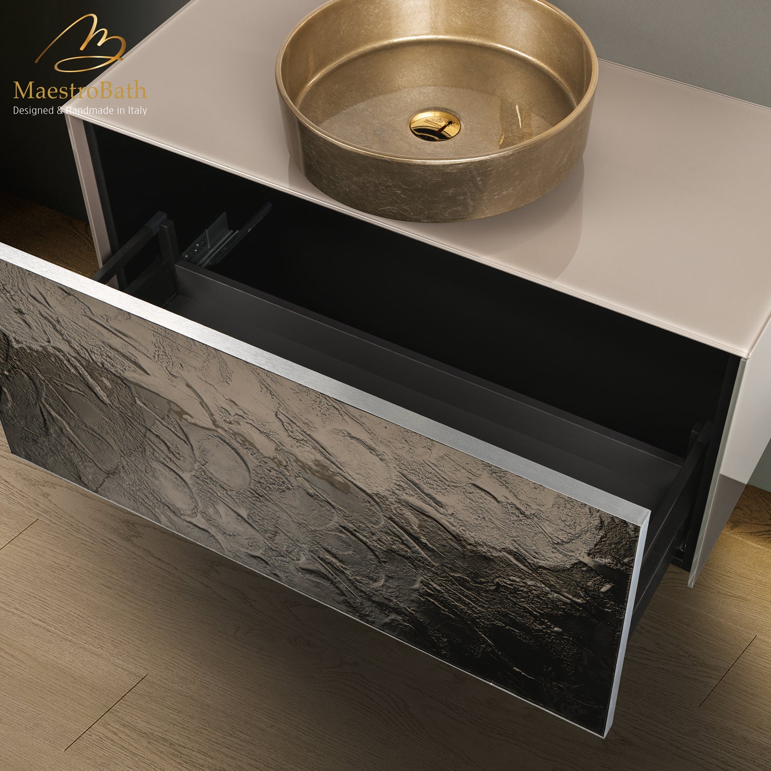 Luxury 40" Murano Crystal Wallmount Bathroom Vanity | Bronze #Size_40"