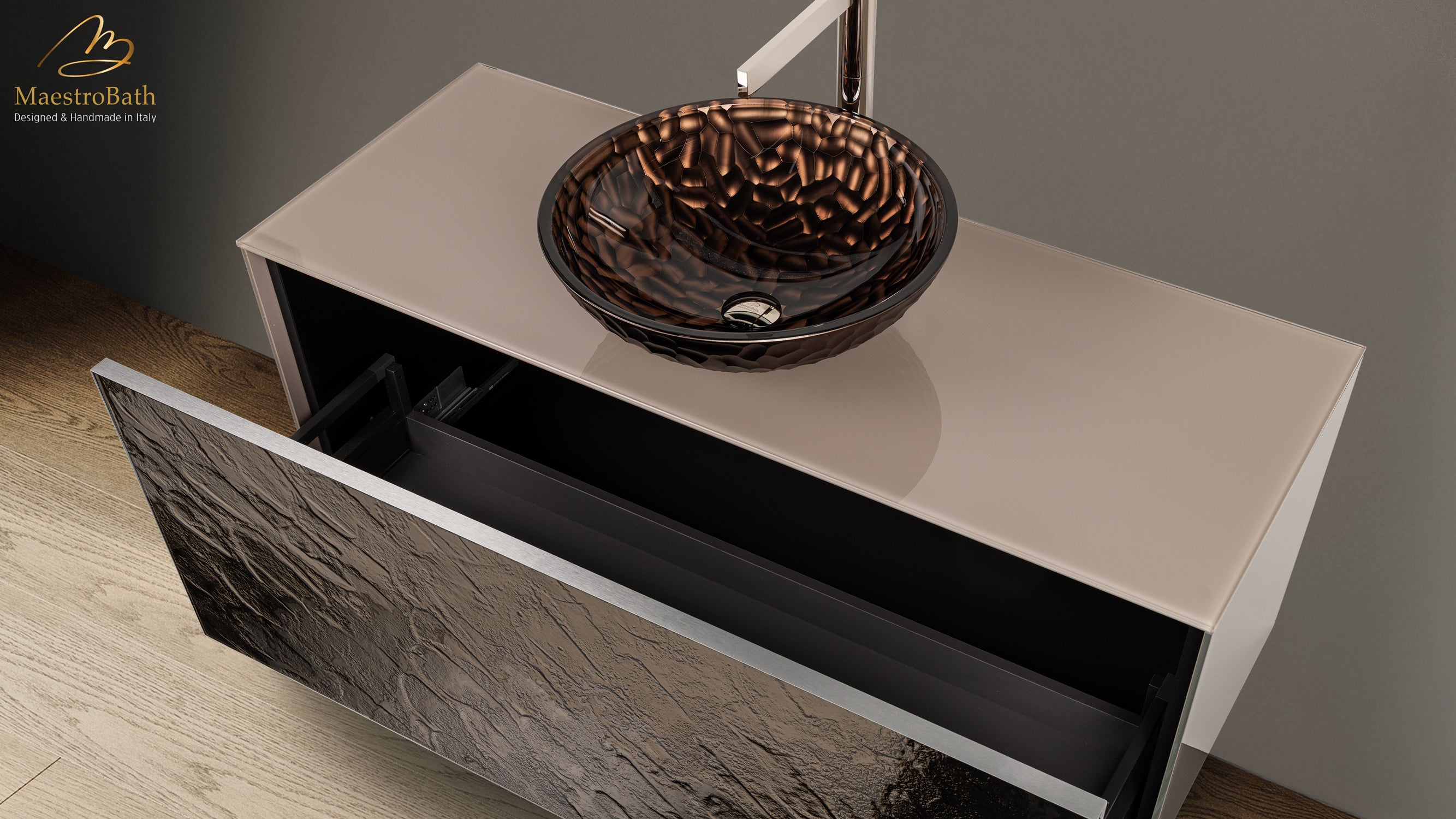 Luxury 48" Murano Crystal Wallmount Bathroom Vanity | Bronze #Size_48"