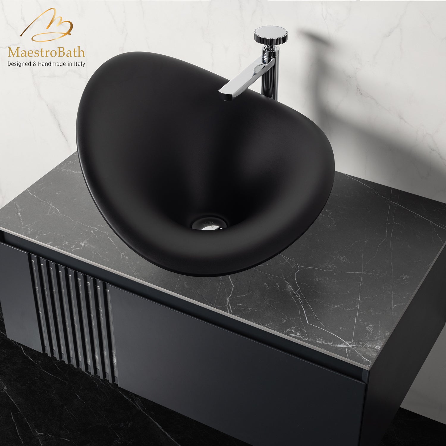 Calla Lilly Black Ultra Modern Bathroom Sink #color_black mat
