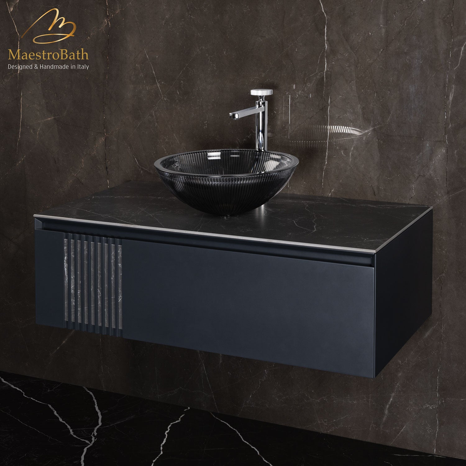 Plisse Luxury Round Vessel Sink #color_black