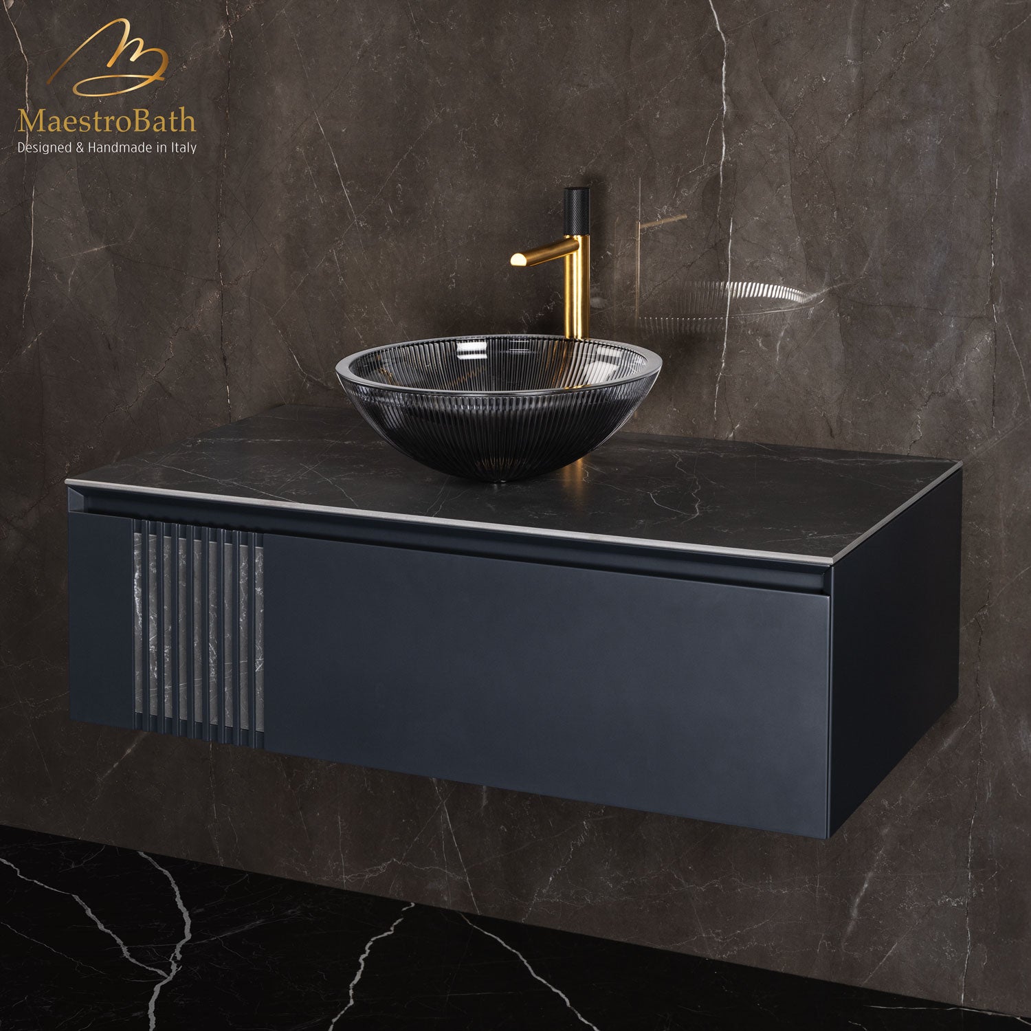 Plisse Luxury Round Vessel Sink #color_black