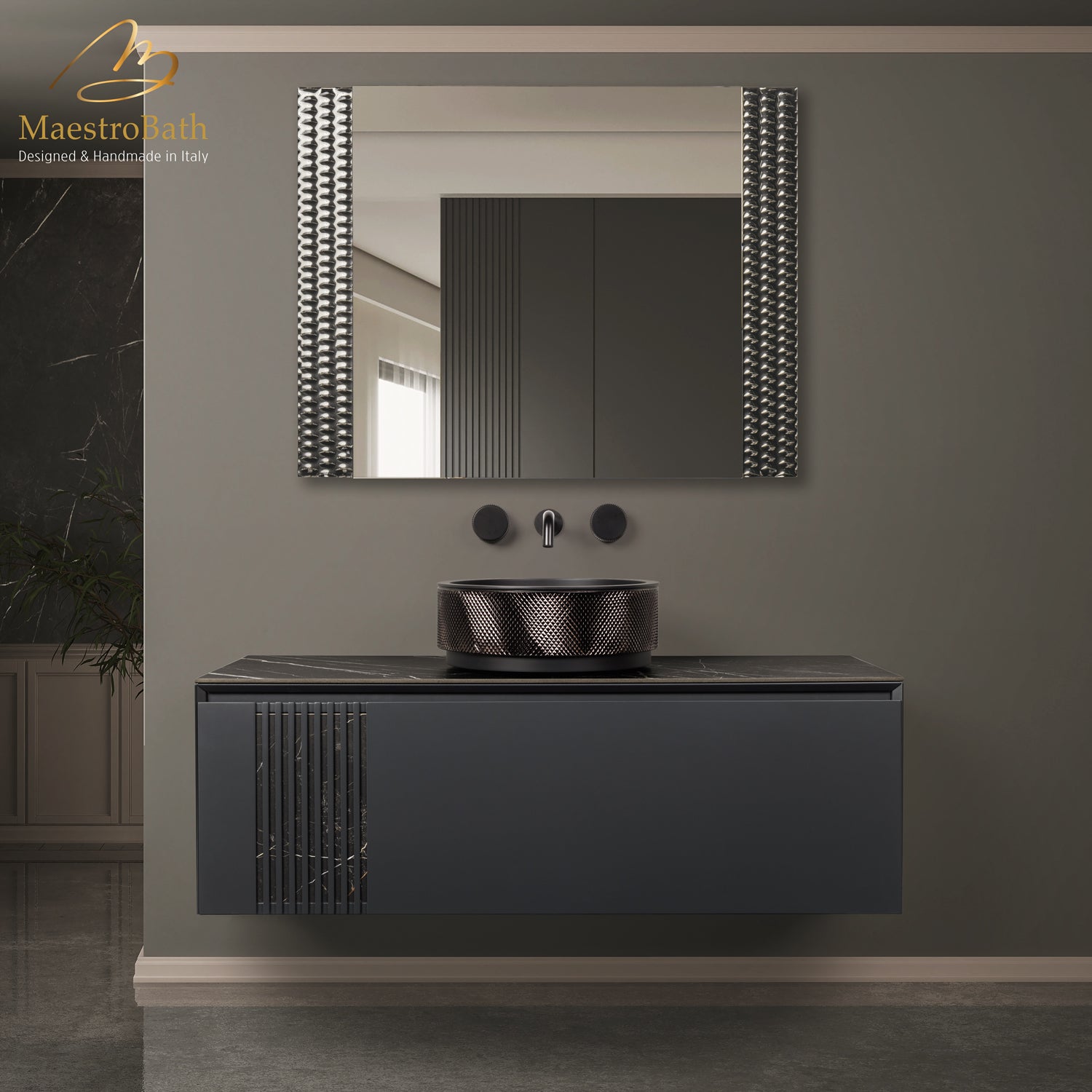 Preziosa Luxury Wall-mount Bathroom Faucet #color_Black