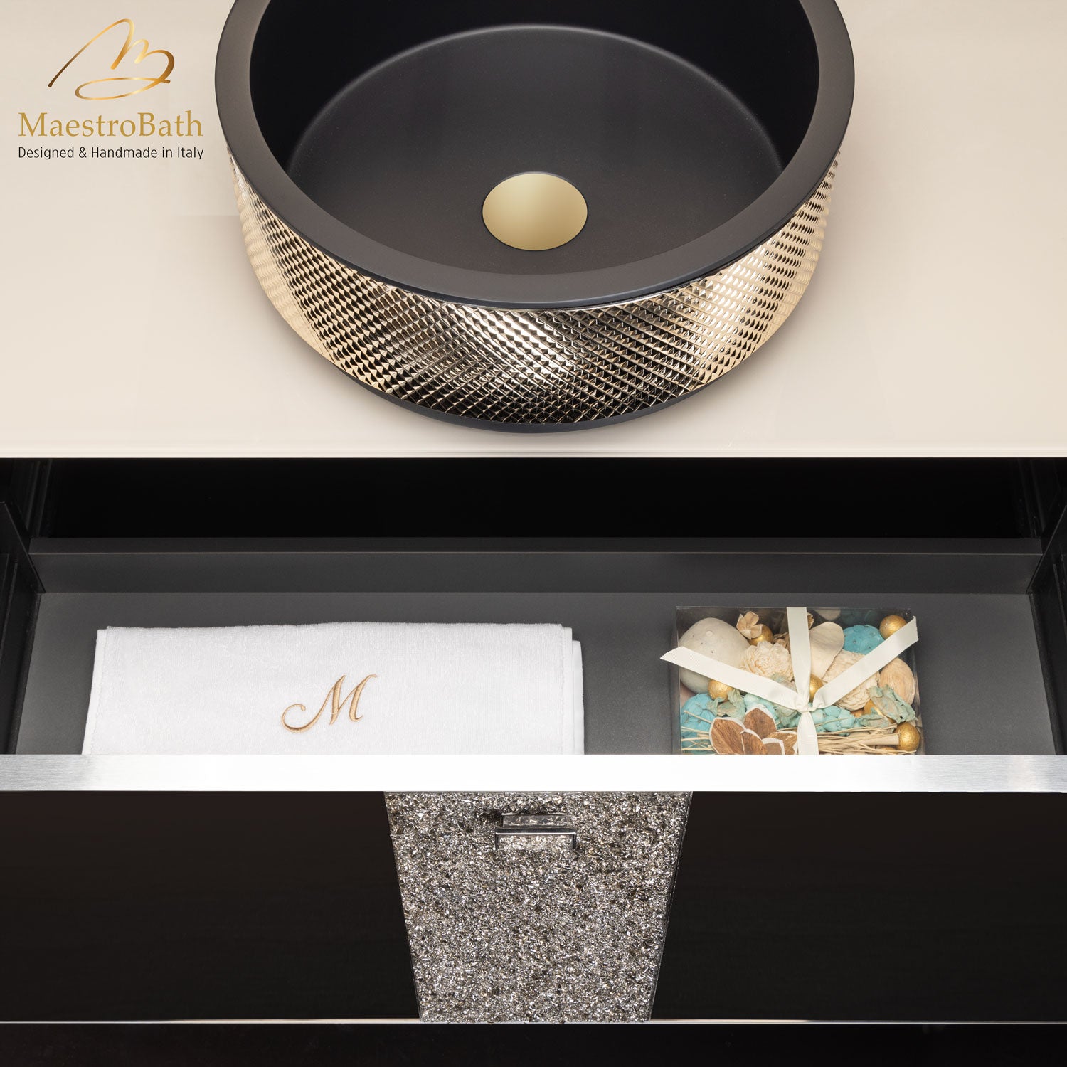 Luxury Crystal Glass Wallmount Bathroom Vanity #Size_32"