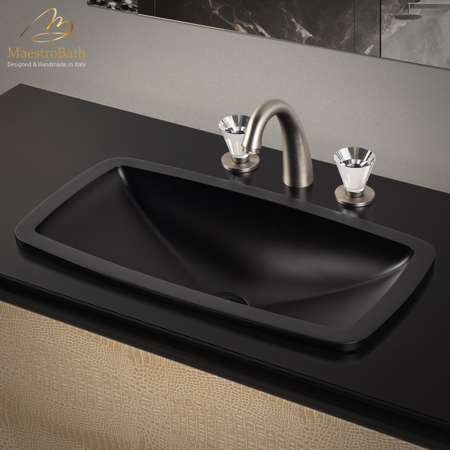 Rectangular Drop-In Bathroom Sink | Black #color_black
