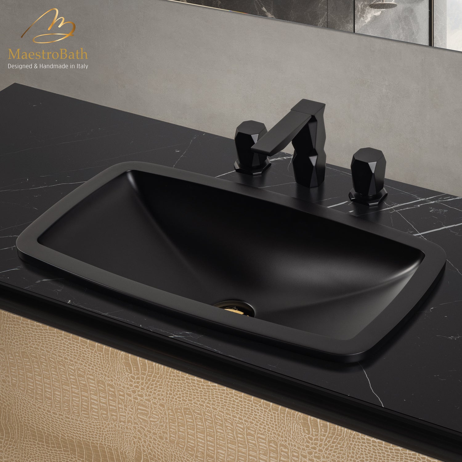 Rectangular Drop-In Bathroom Sink | Black #color_black