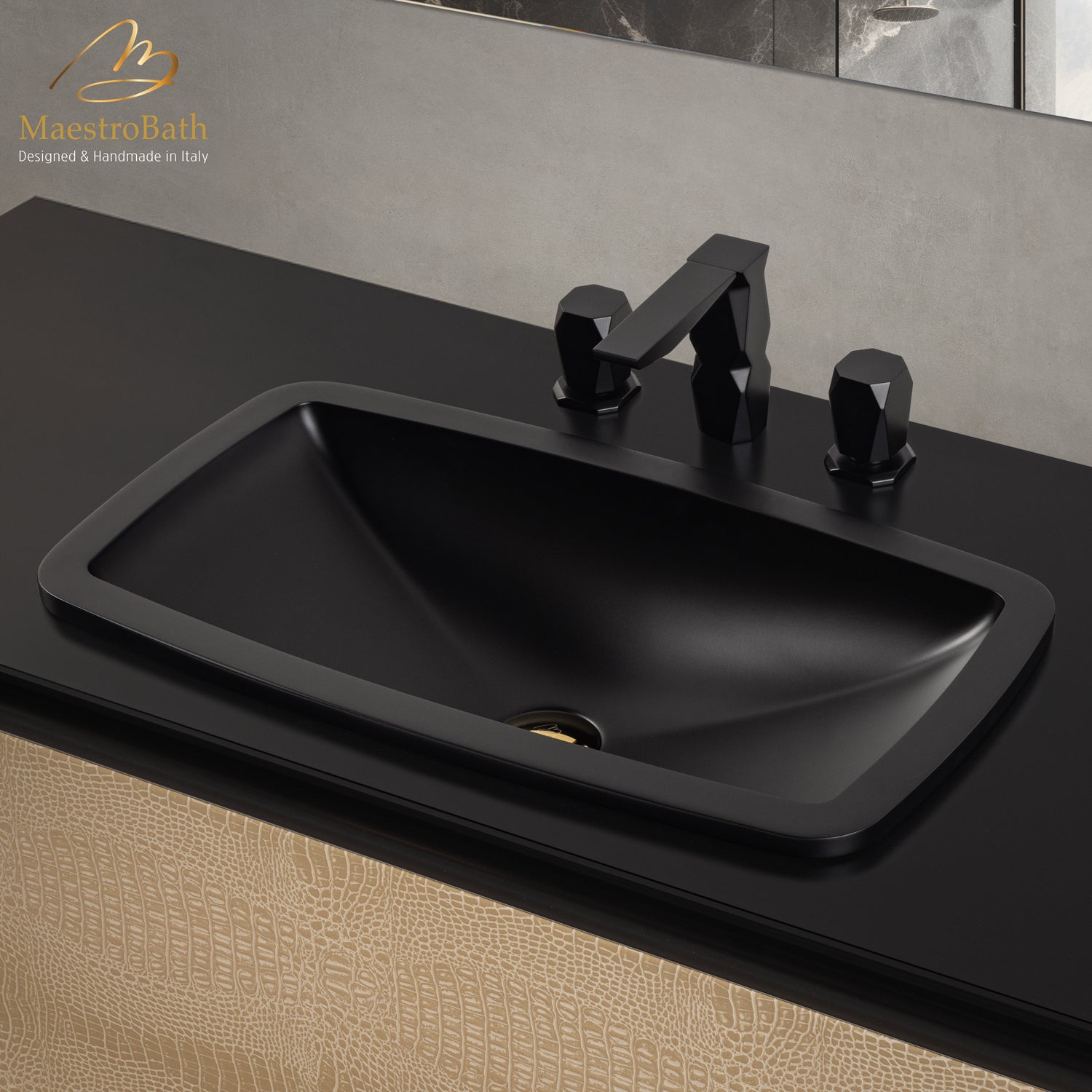 Rectangular Drop-In Bathroom Sink | Black #color_black